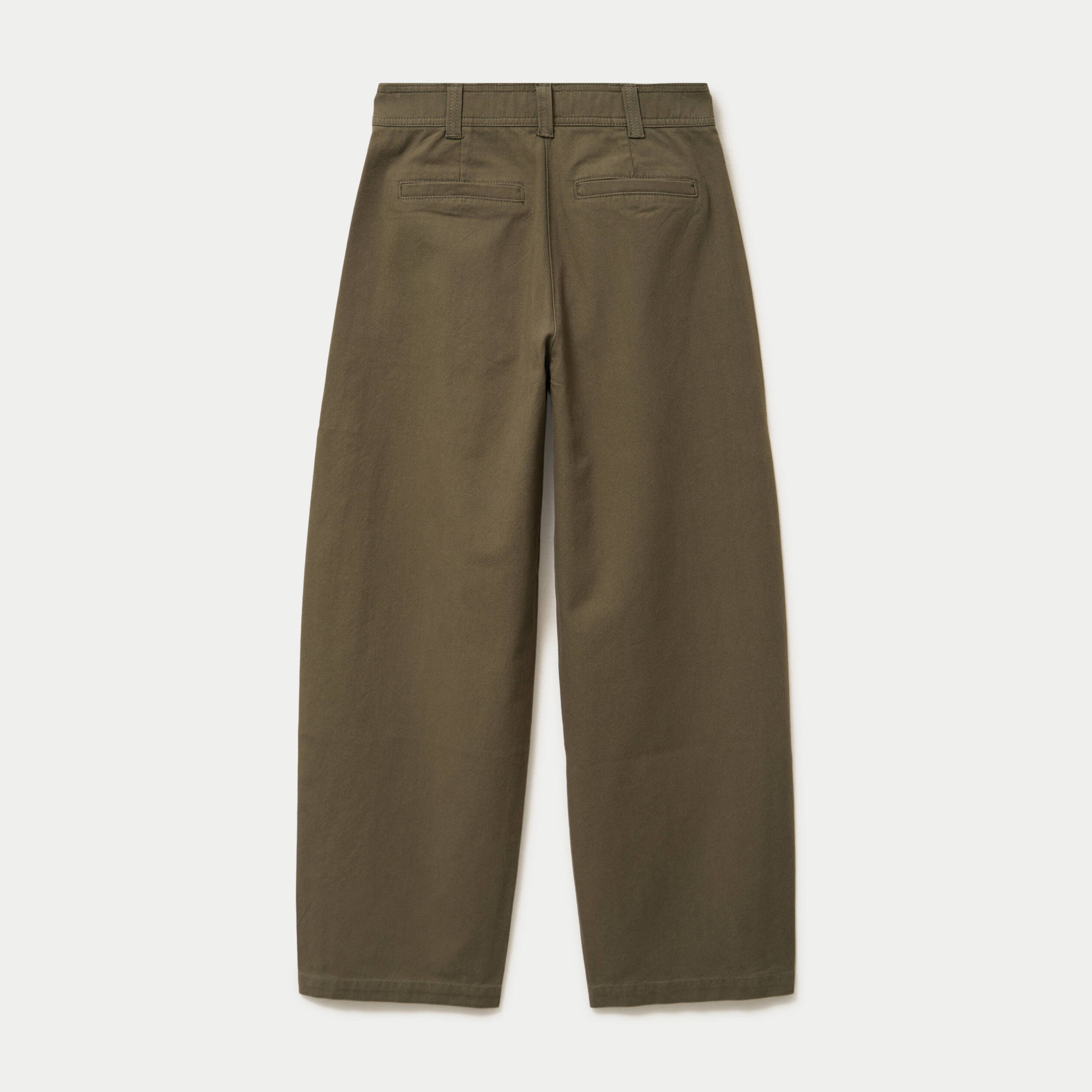 Pantalon chino coupe barrel vert kaki femme