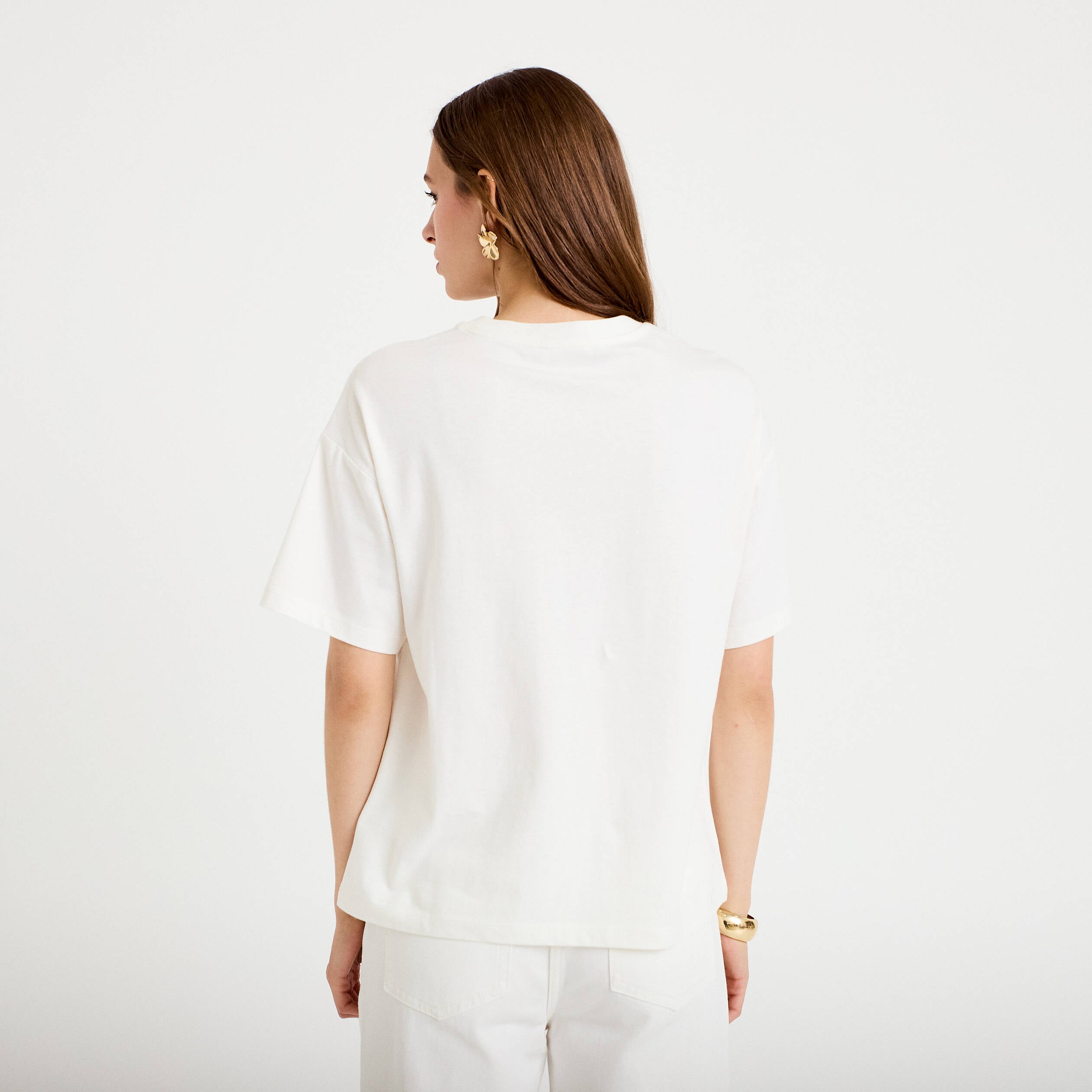 T-shirt oversize manches courtes blanc femme