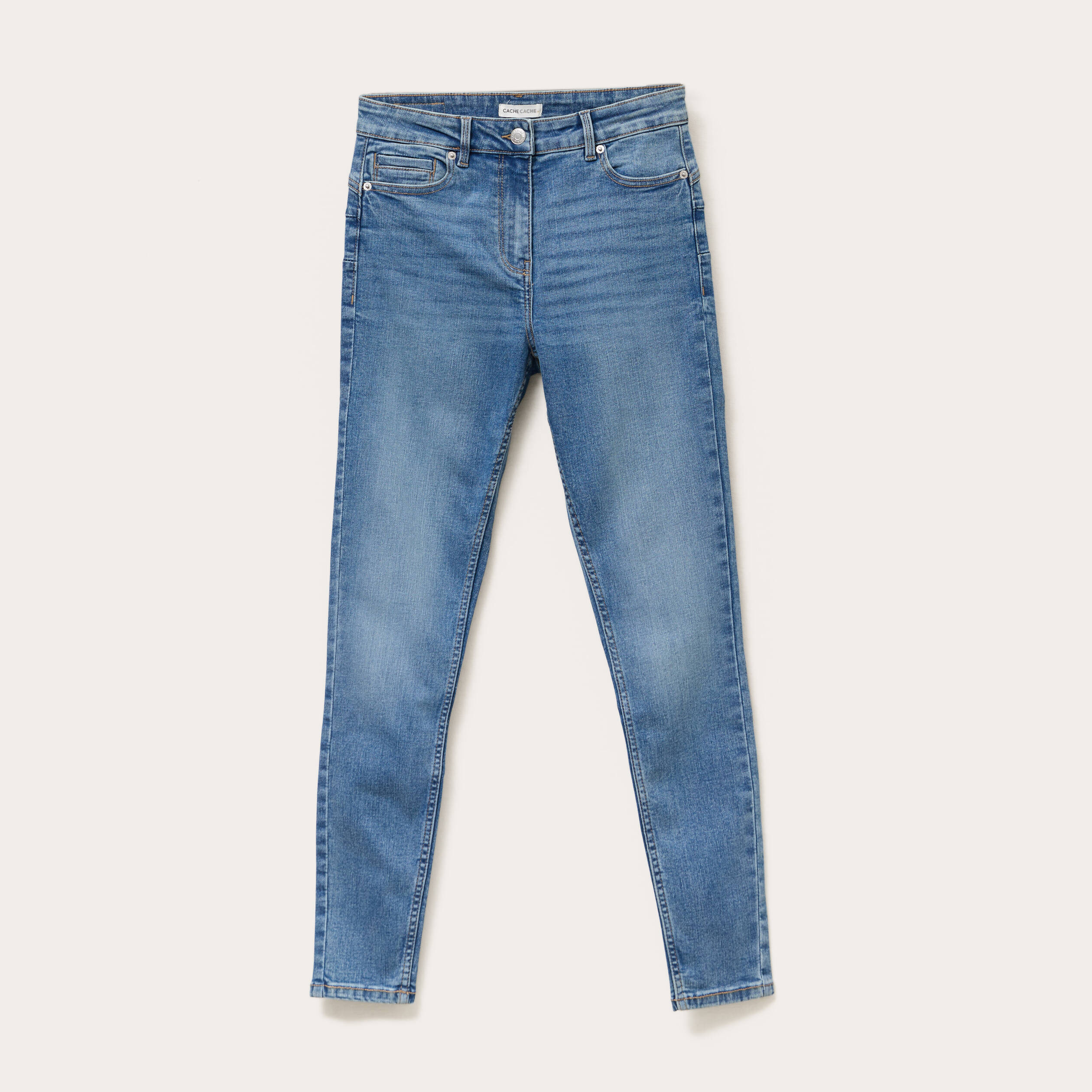 Jean skinny push-up taille standard denim double stone femme