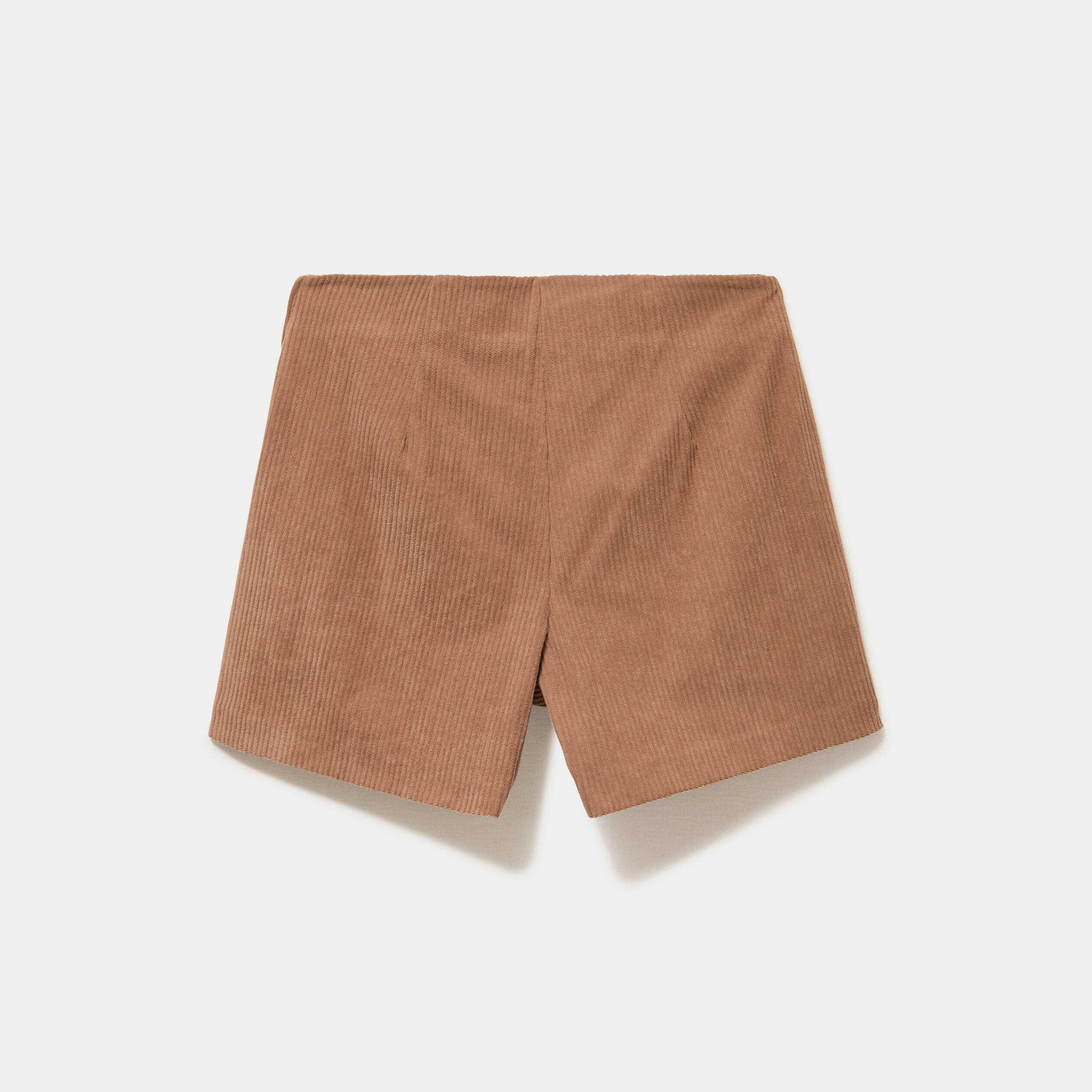 Jupe-short trap&egrave;ze courte en velours camel femme