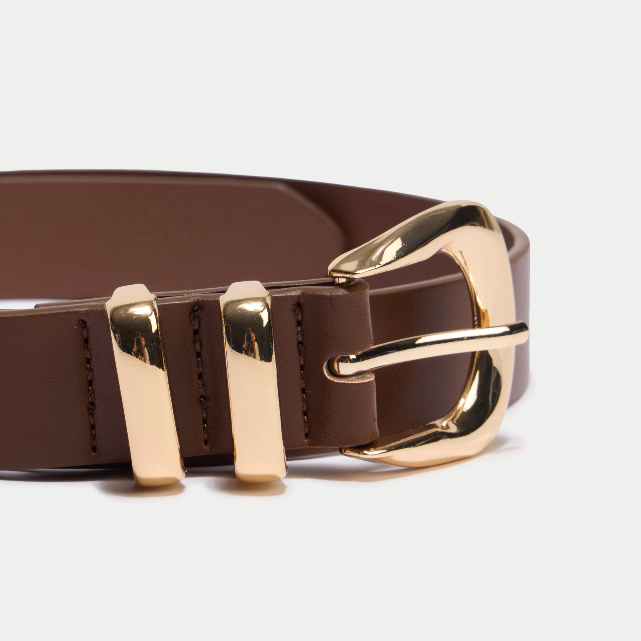 Ceinture fine marron fonc&eacute; femme