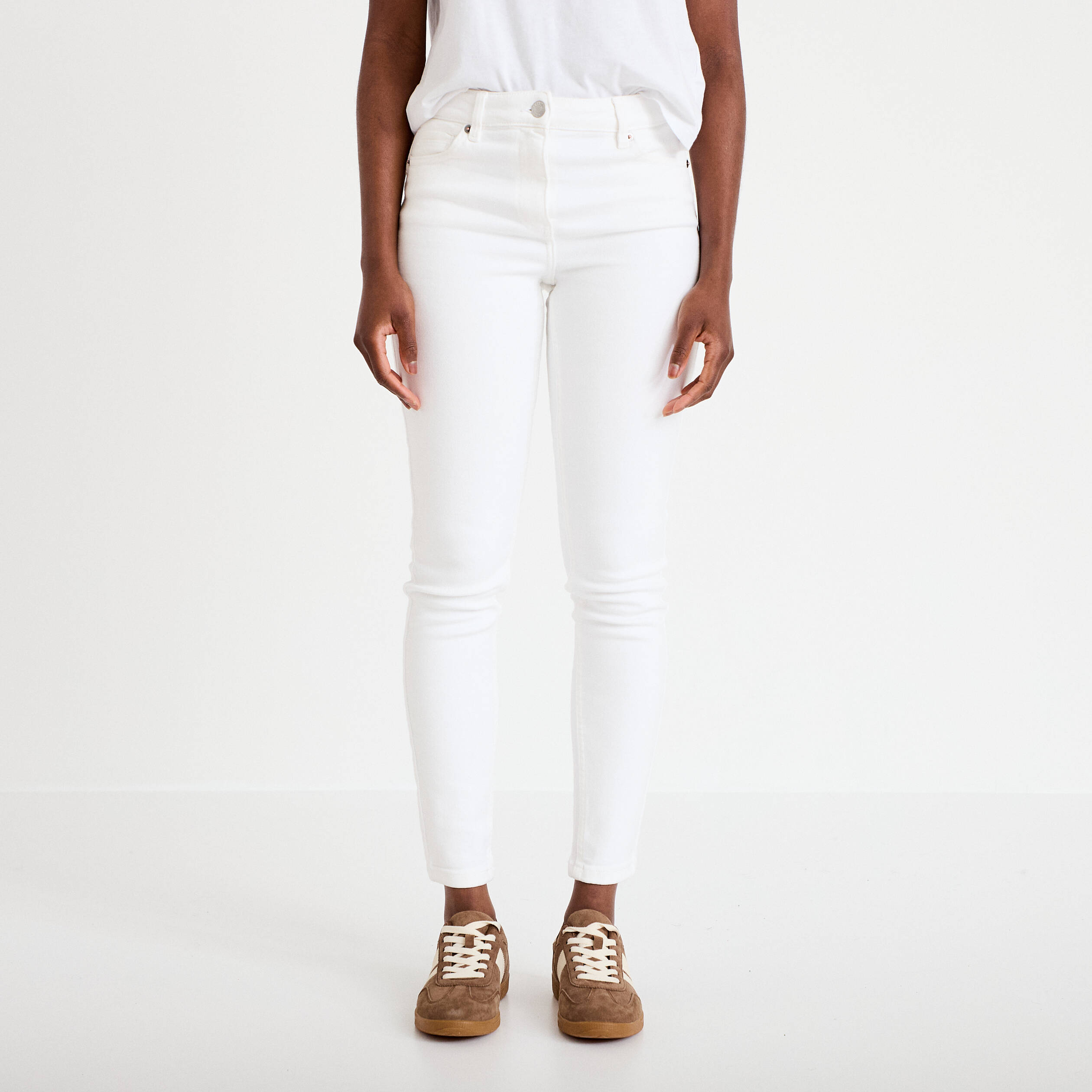 Jean skinny push-up taille standard blanc femme