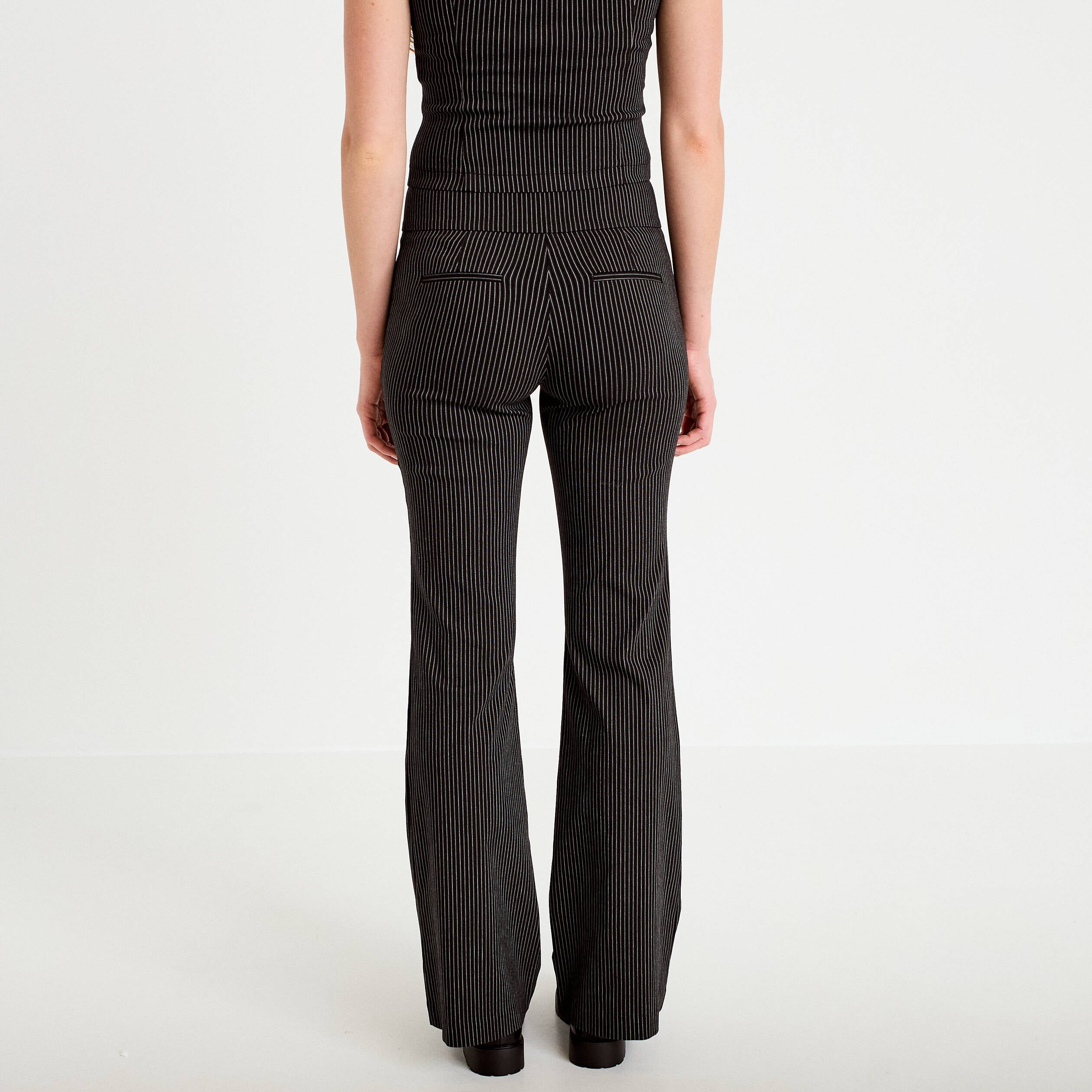 Pantalon bootcut taille basse noir femme