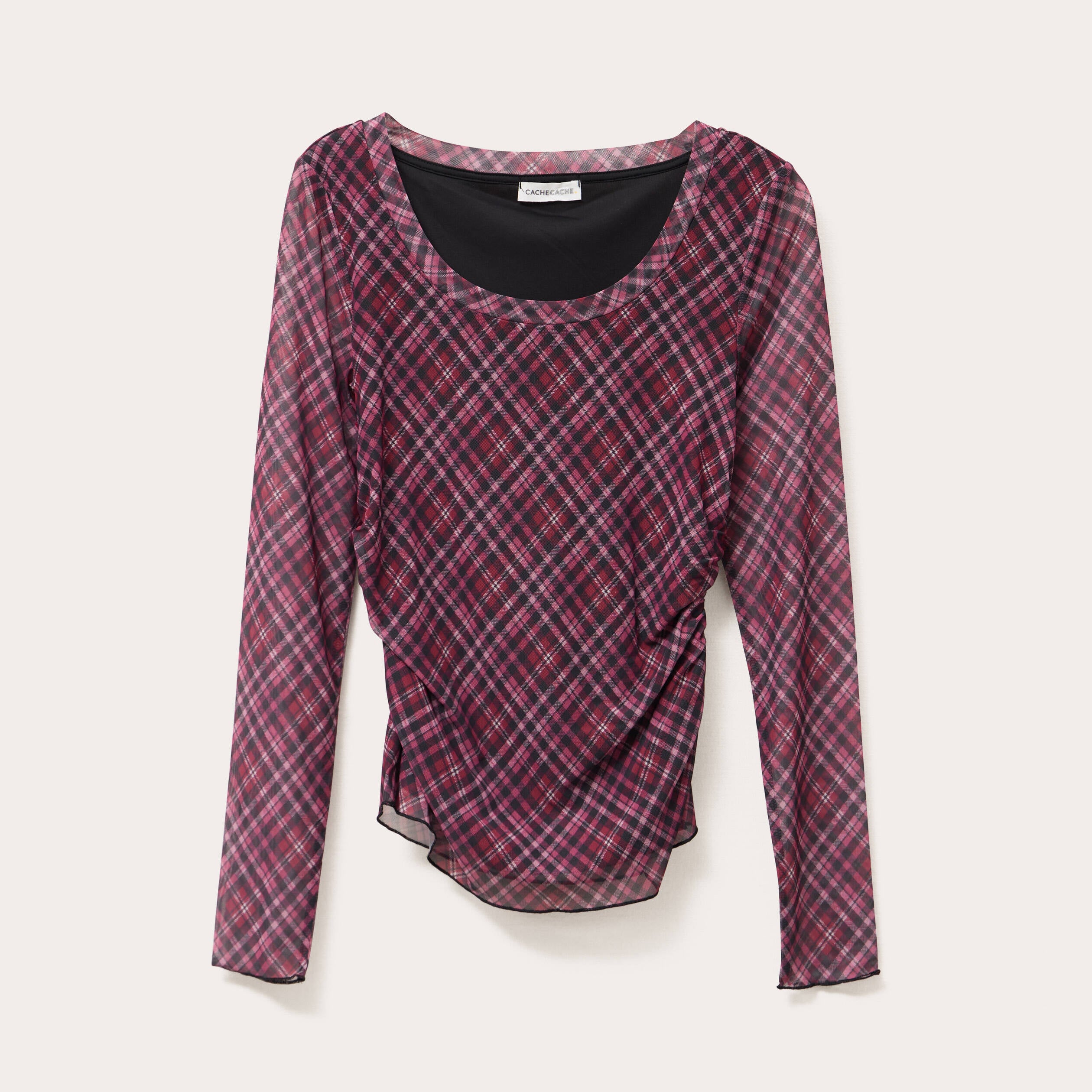 T-shirt manches longues rouge cerise femme