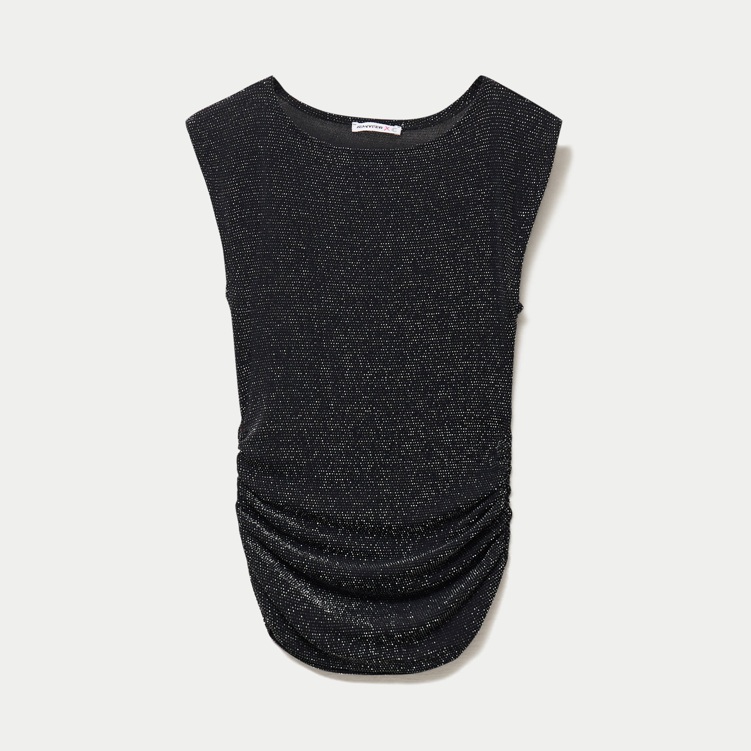 Top ajust&eacute; col rond manches courtes noir femme