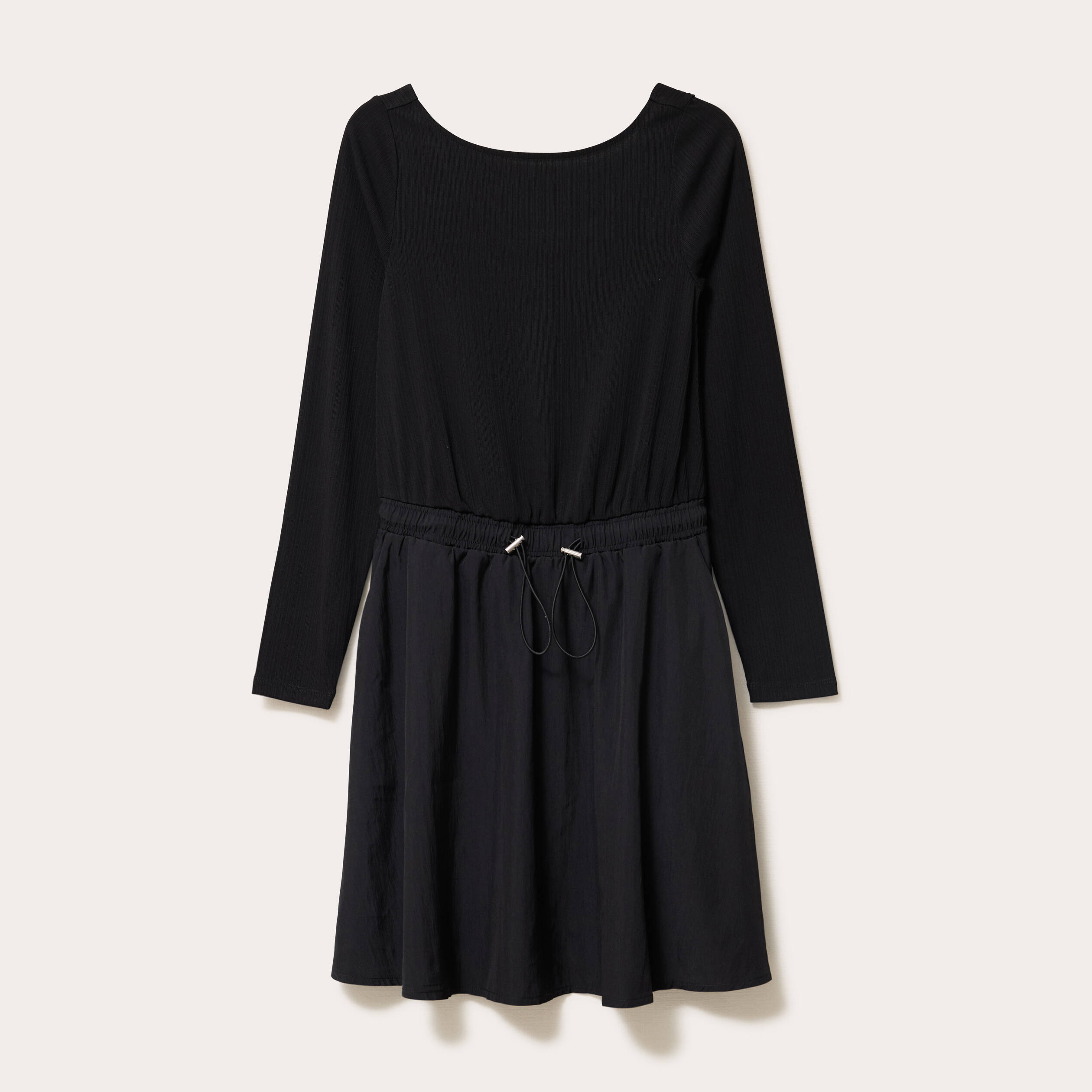 Robe courte droite col bateau noir femme