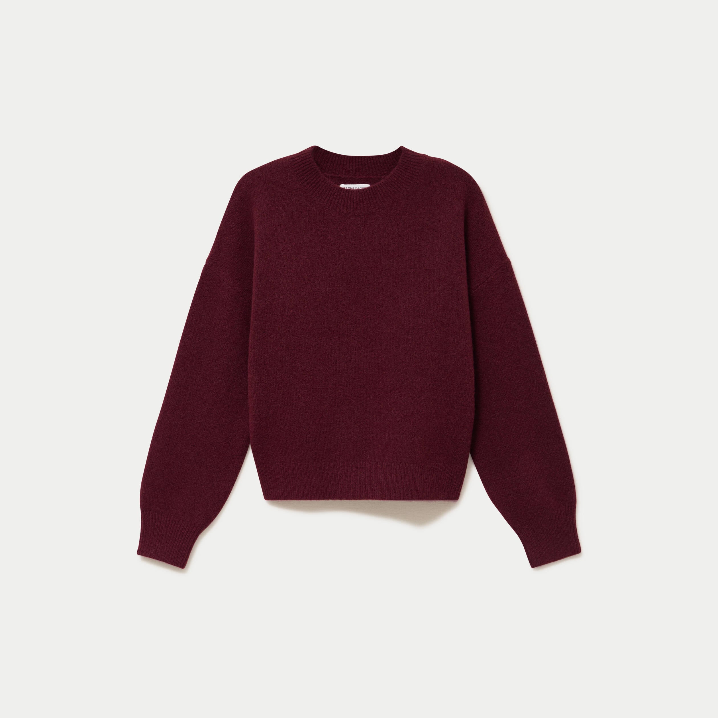 Pull col rond bordeaux femme