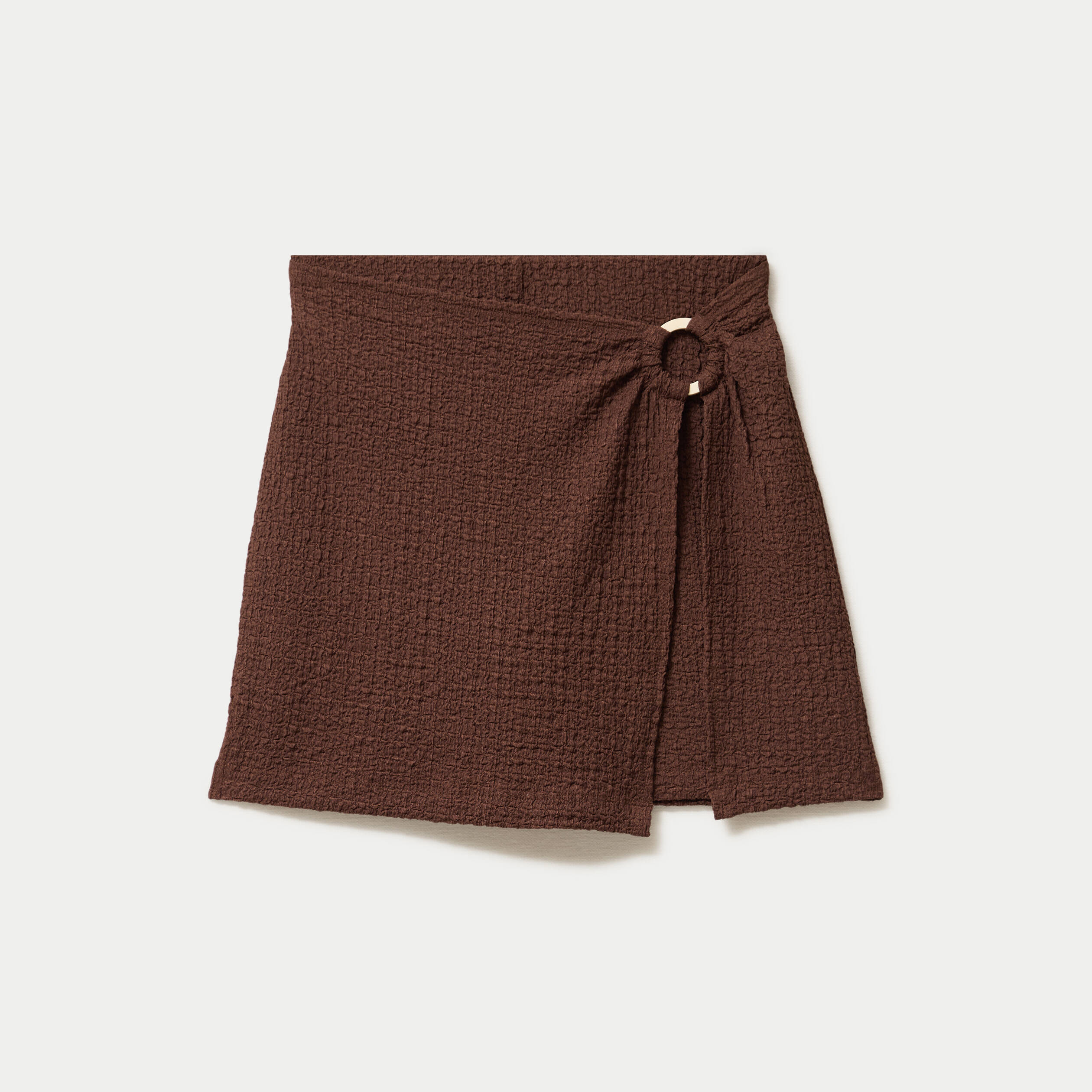 Jupe-short courte &eacute;vas&eacute;e en maille marron femme