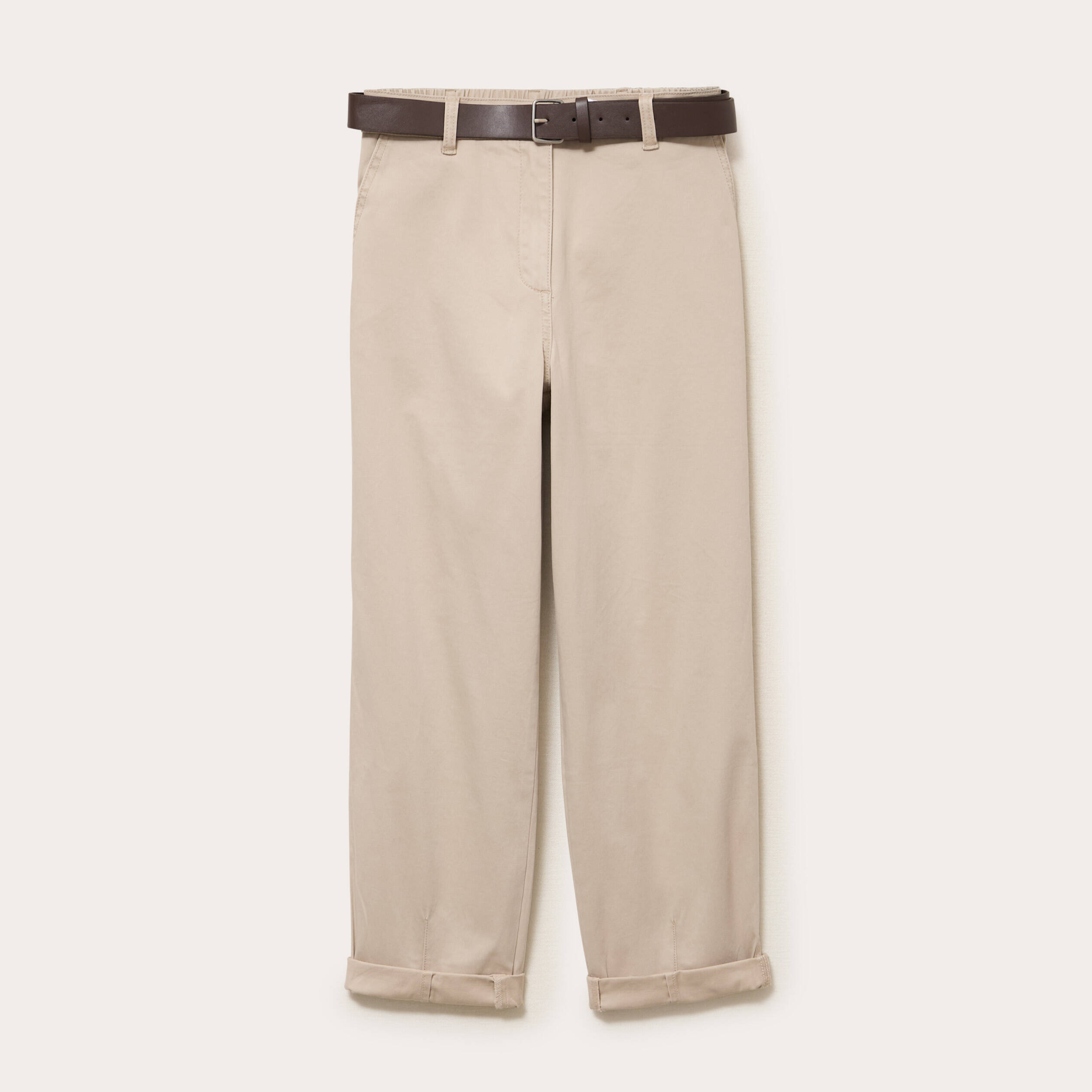Pantalon chino avec ceinture amovible beige femme