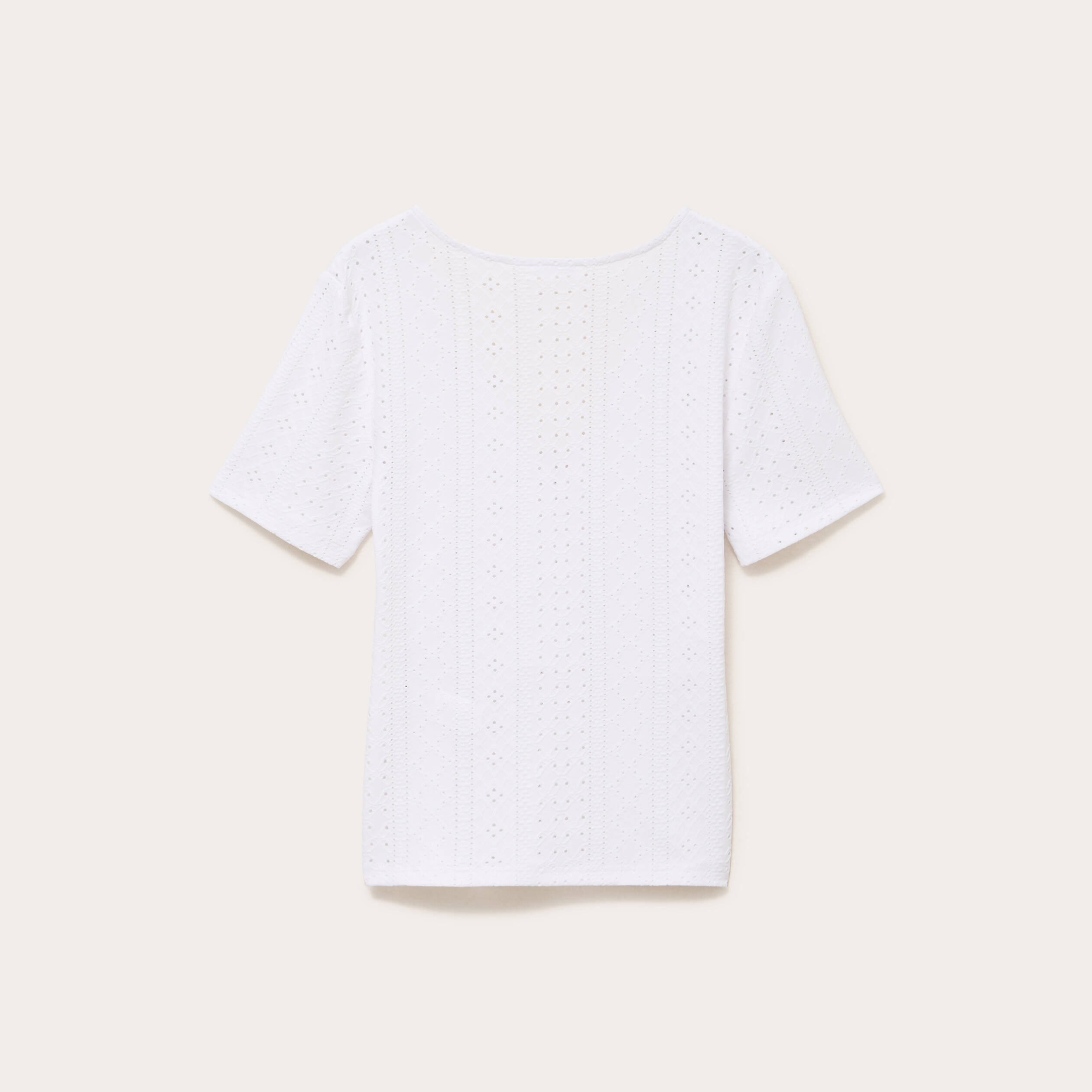 T-shirt ajour&eacute; taille empire ecru femme