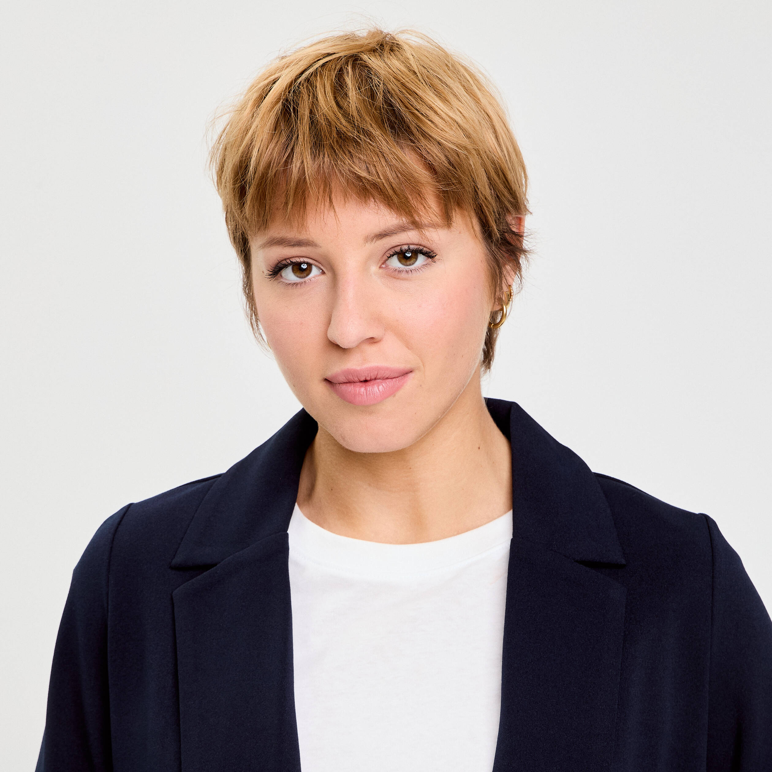 Veste blazer manches 3/4 bleu marine femme