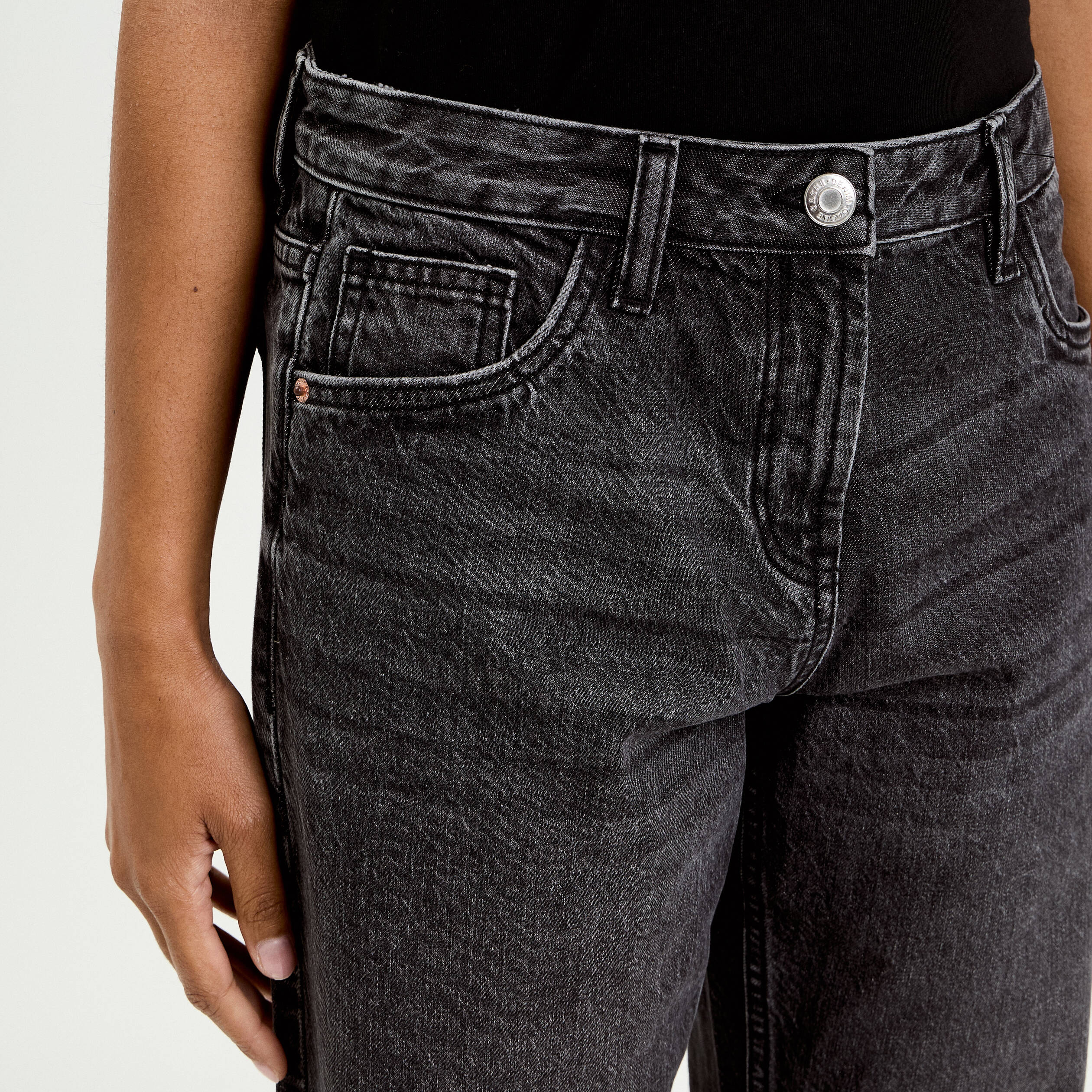 Jeans droit 5 poches denim snow noir femme