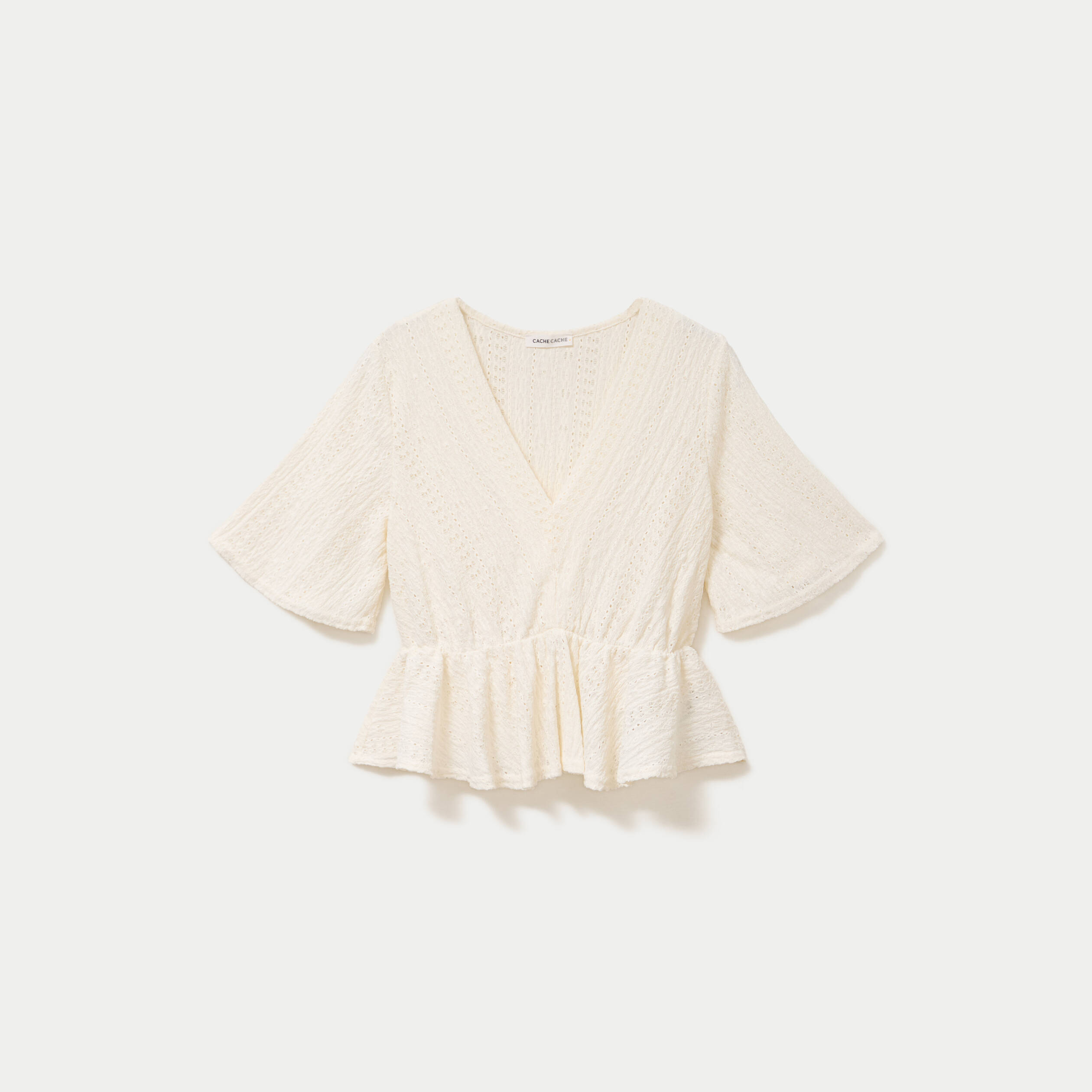 Blouse manches courtes ecru femme