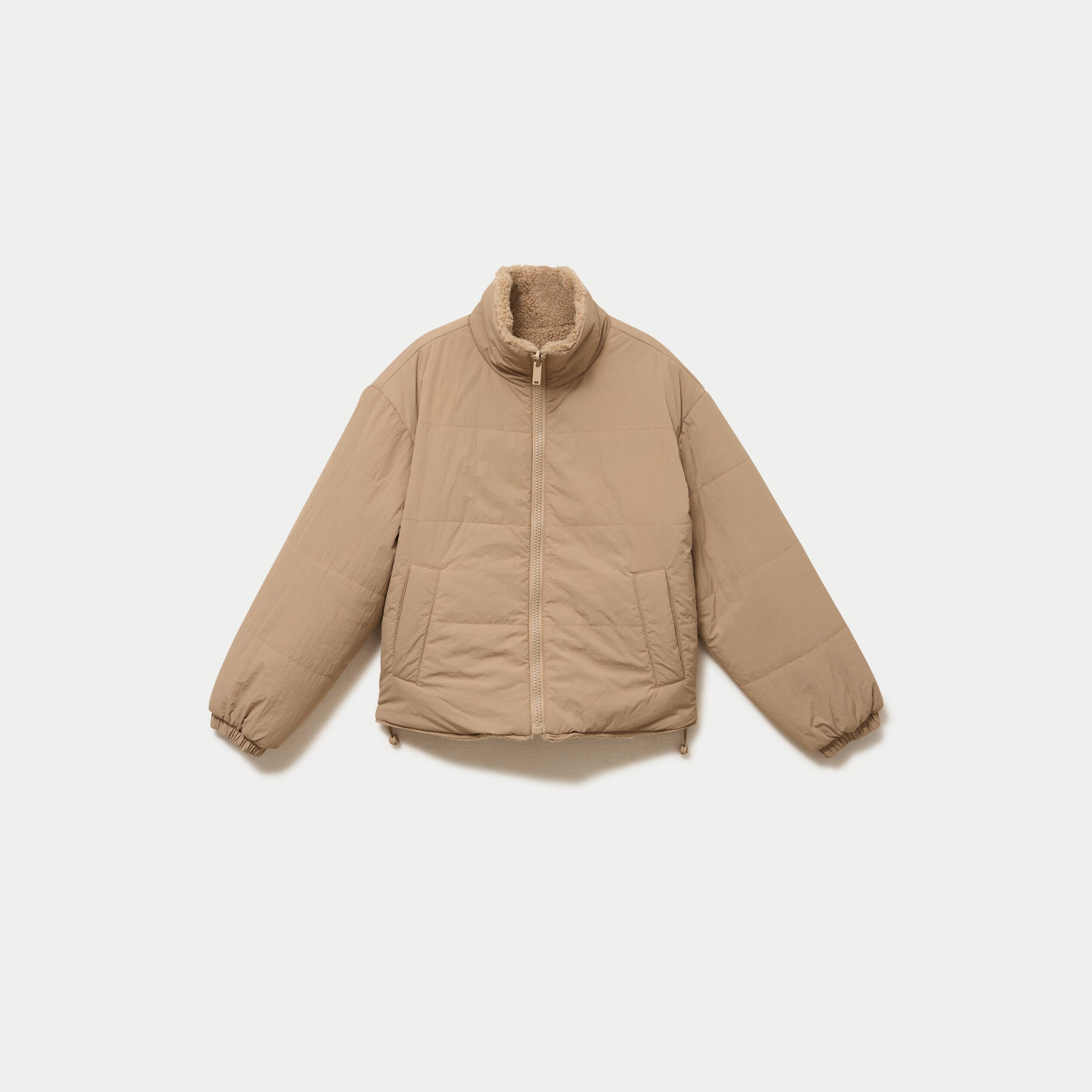 Doudoune r&eacute;versible effet polaire taupe femme
