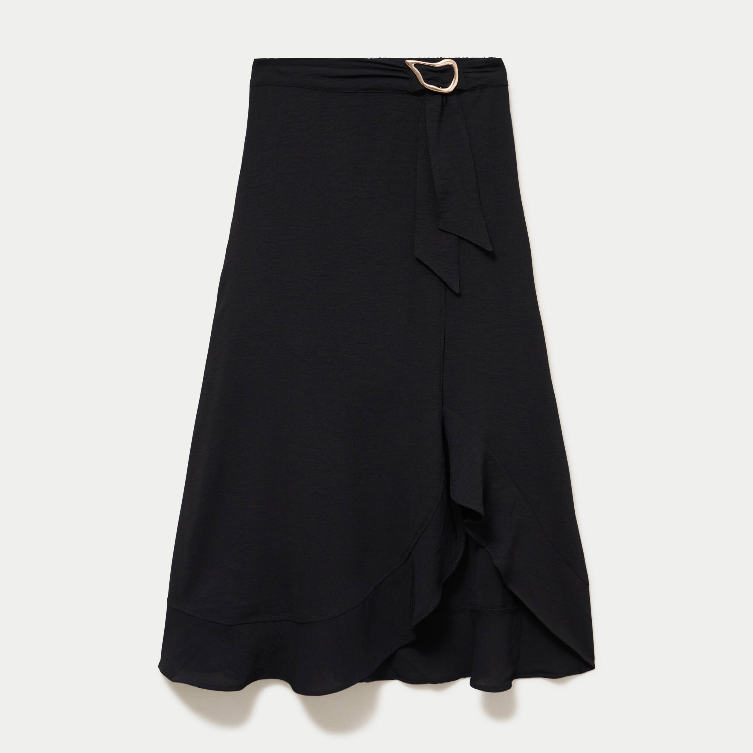 Jupe &eacute;vas&eacute;e longueur 3/4 avec bijou noir femme