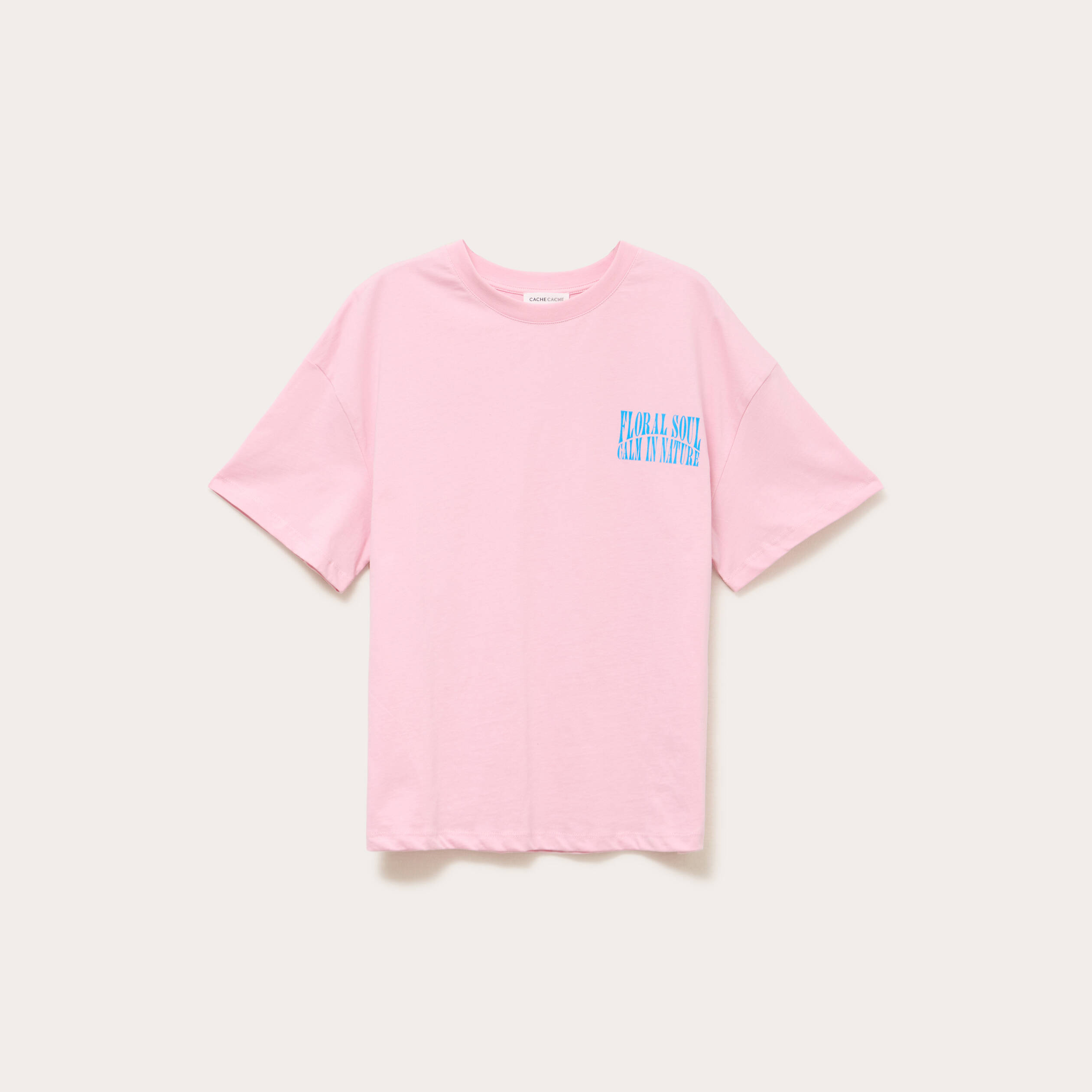 Top oversize manches courtes longues rose poudr&eacute;e femme