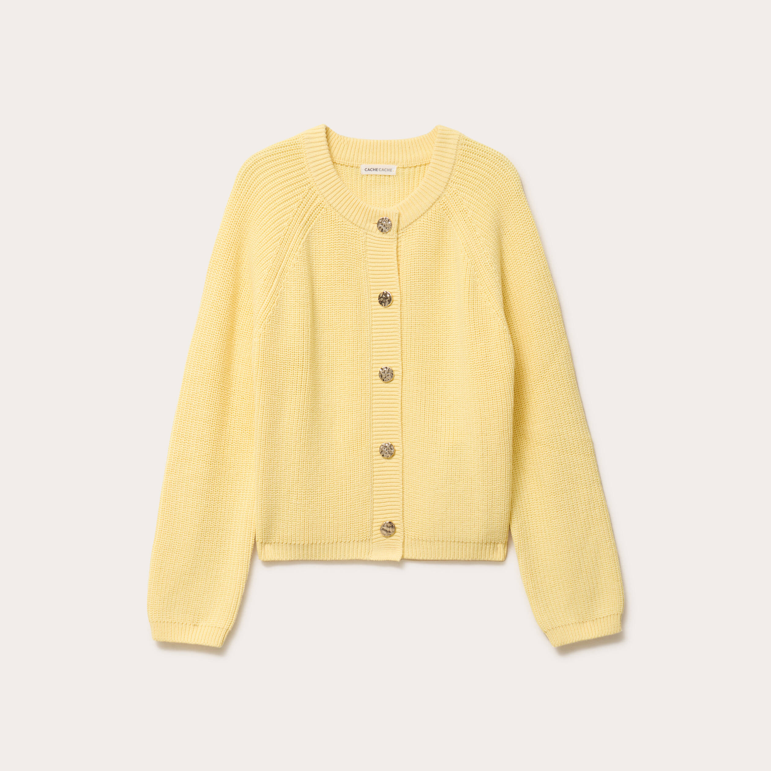Gilet manches longues jaune clair femme