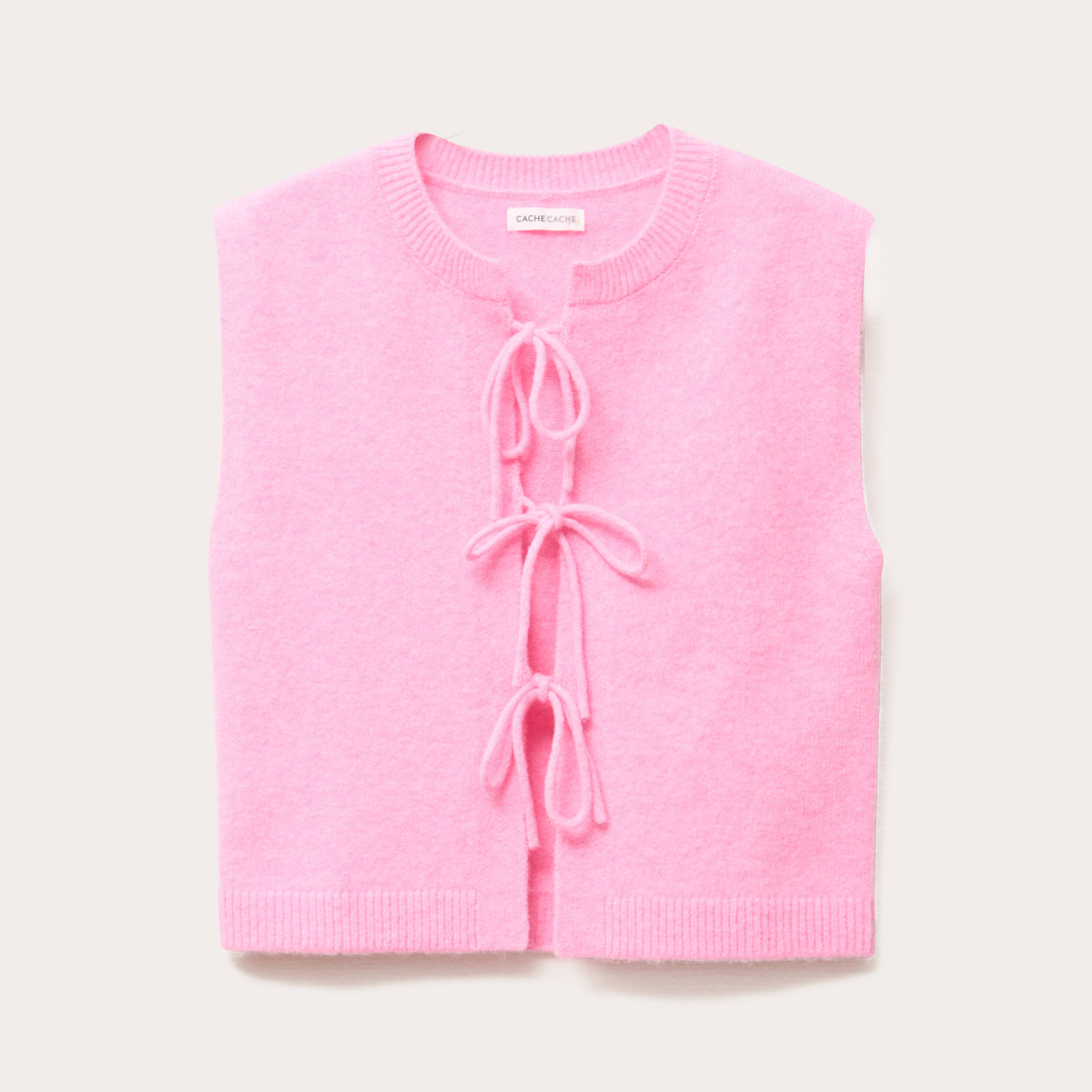Gilet sans manches nou&eacute; rose femme