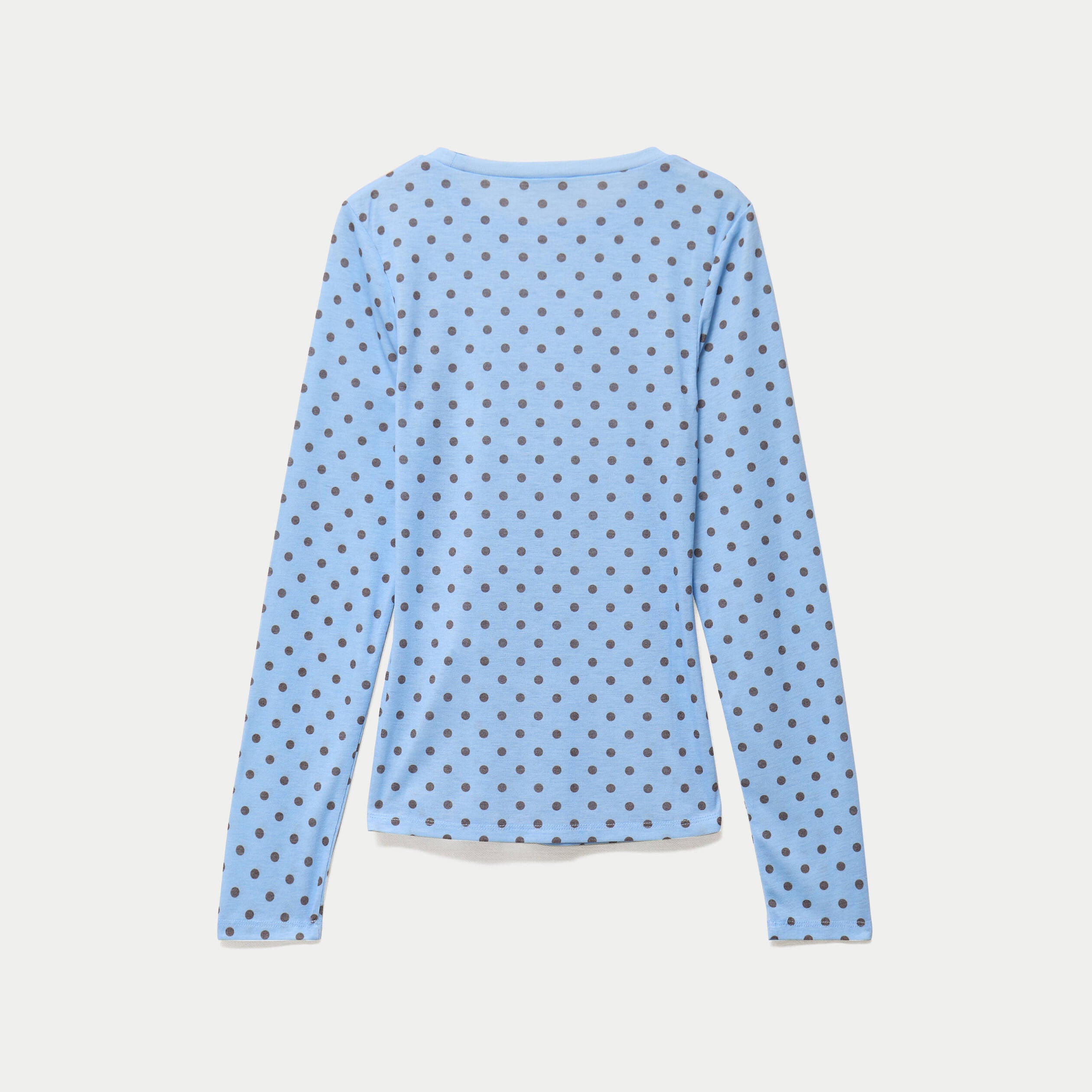 T-shirt ajust&eacute; col rond manches longues bleu ciel femme