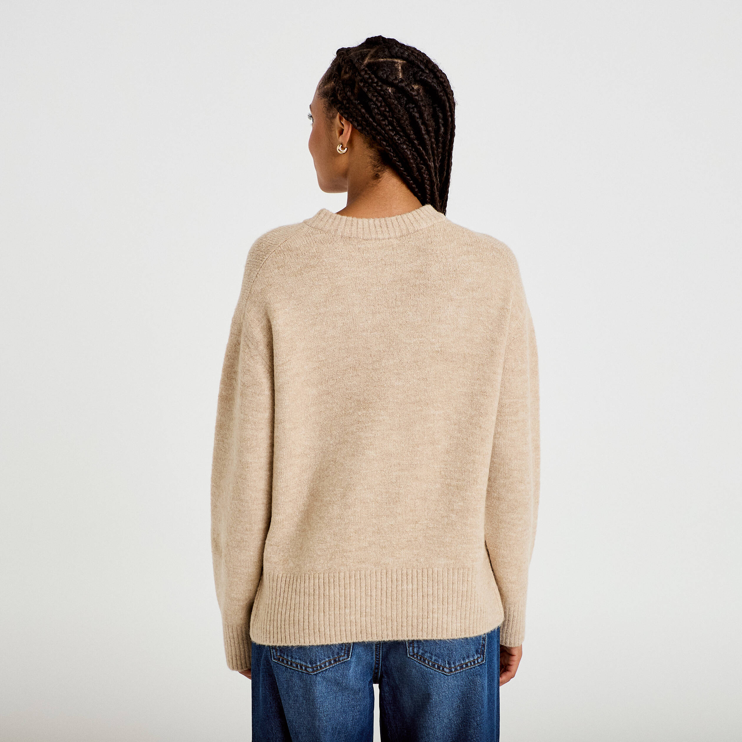 Pull manches longues beige femme
