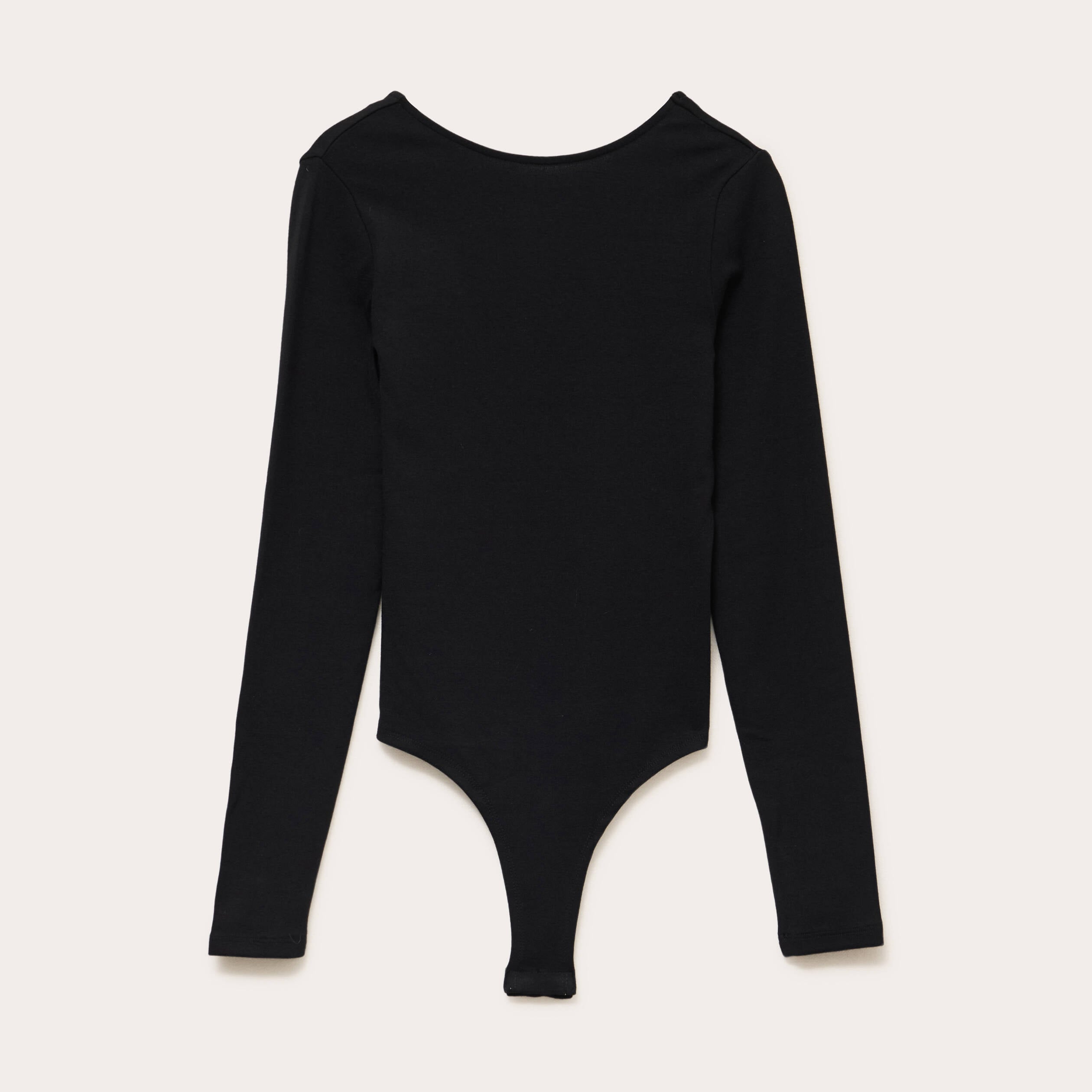Body cintr&eacute; manches longues bateau noir femme