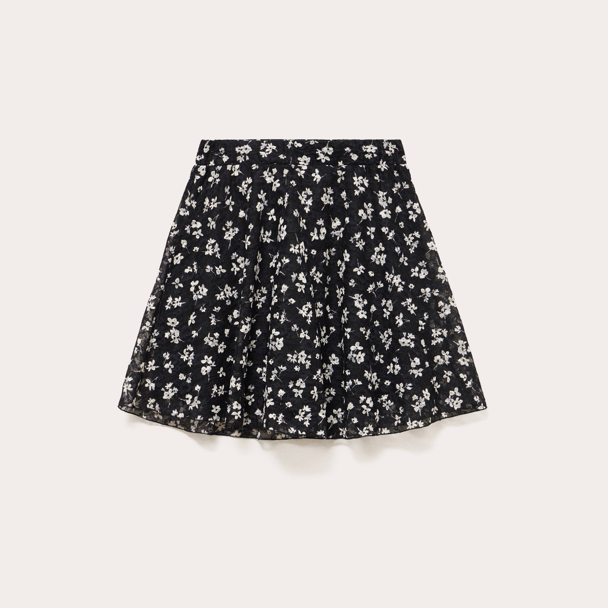 Jupe courte &eacute;vas&eacute;e en voile doubl&eacute;e noir femme