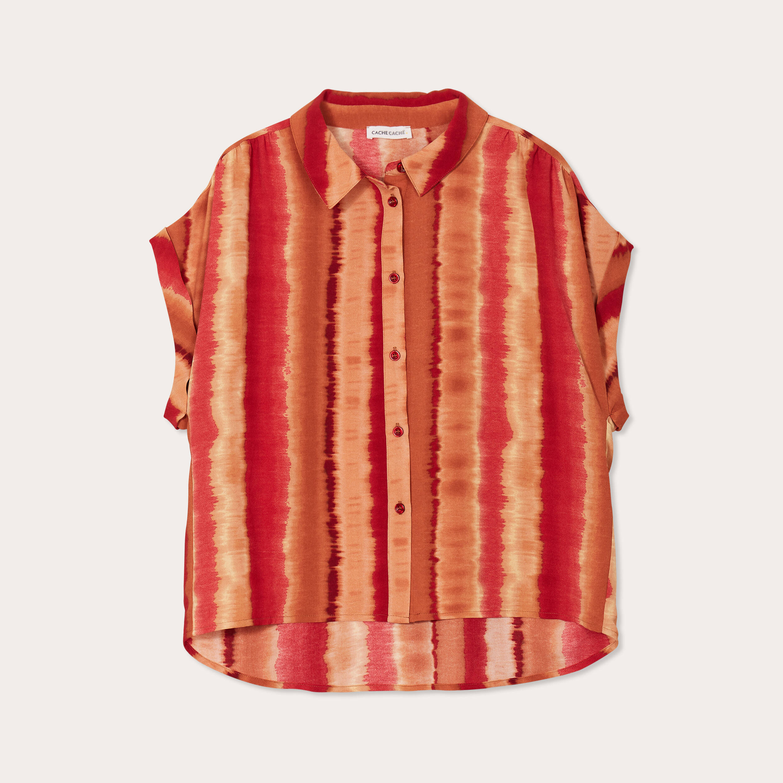 Chemise manches courtes rouge femme