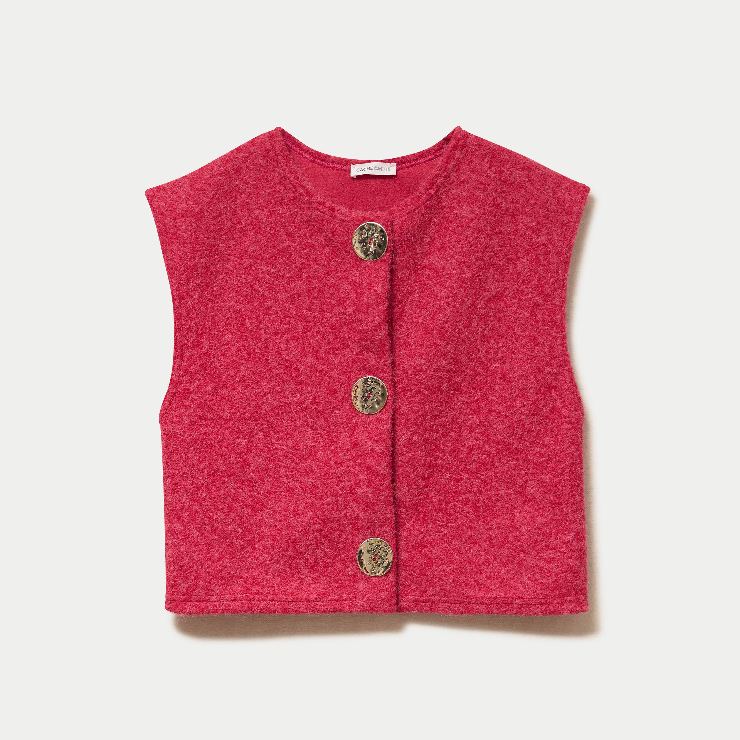 Gilet sans manches effet polaire rouge femme