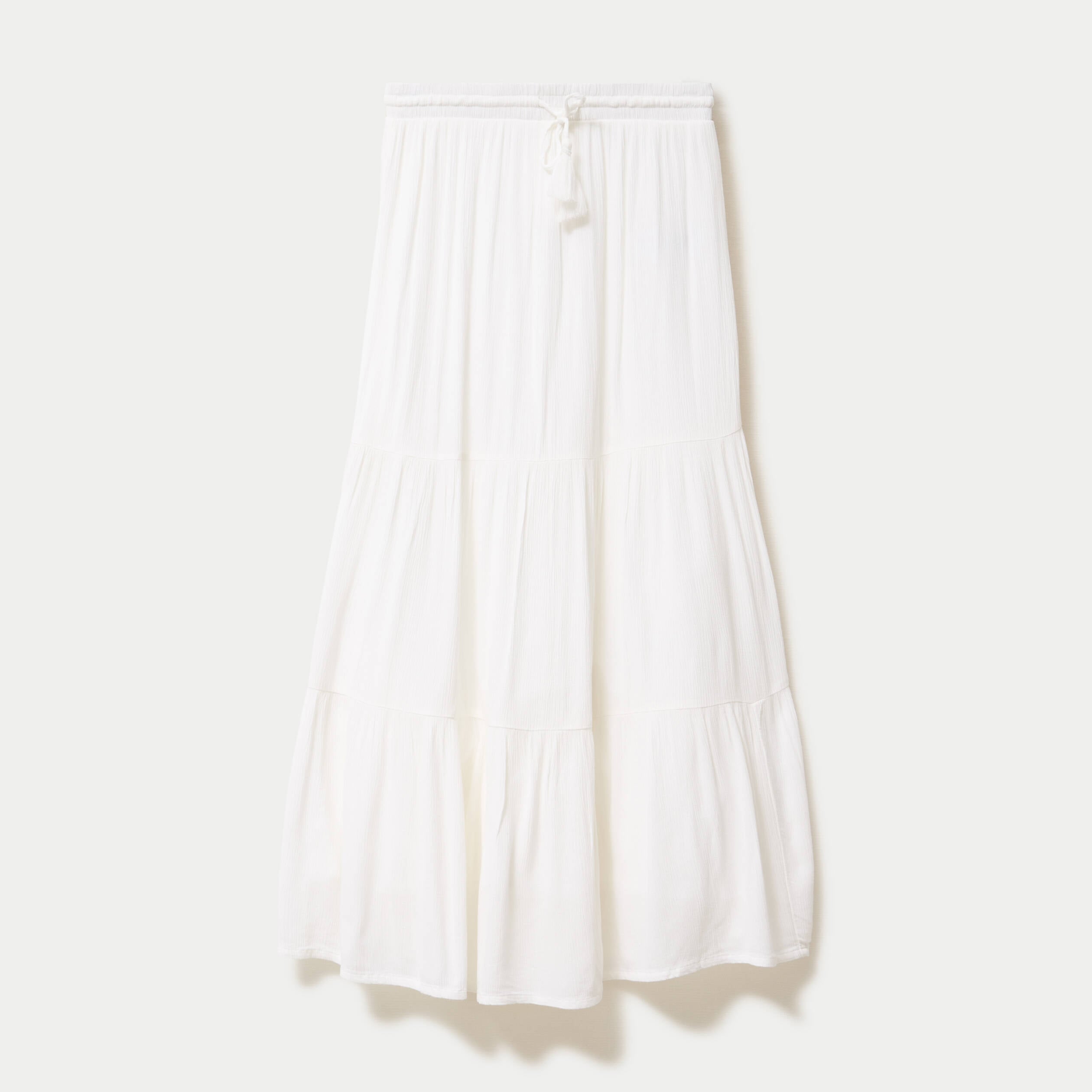 Jupe longue pliss&eacute;e &eacute;vas&eacute;e blanc femme