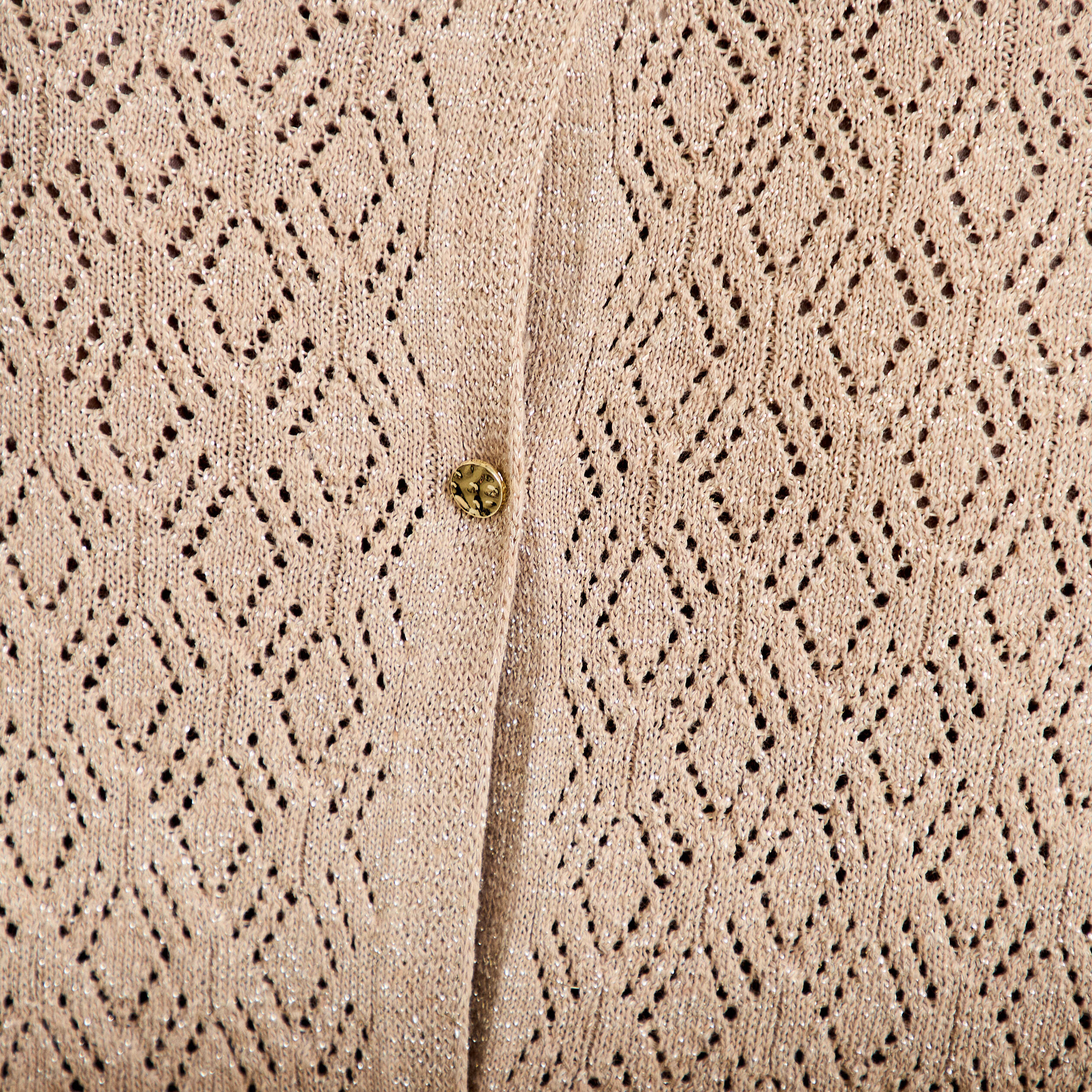 Pull ajour&eacute; col v manches courtes beige femme