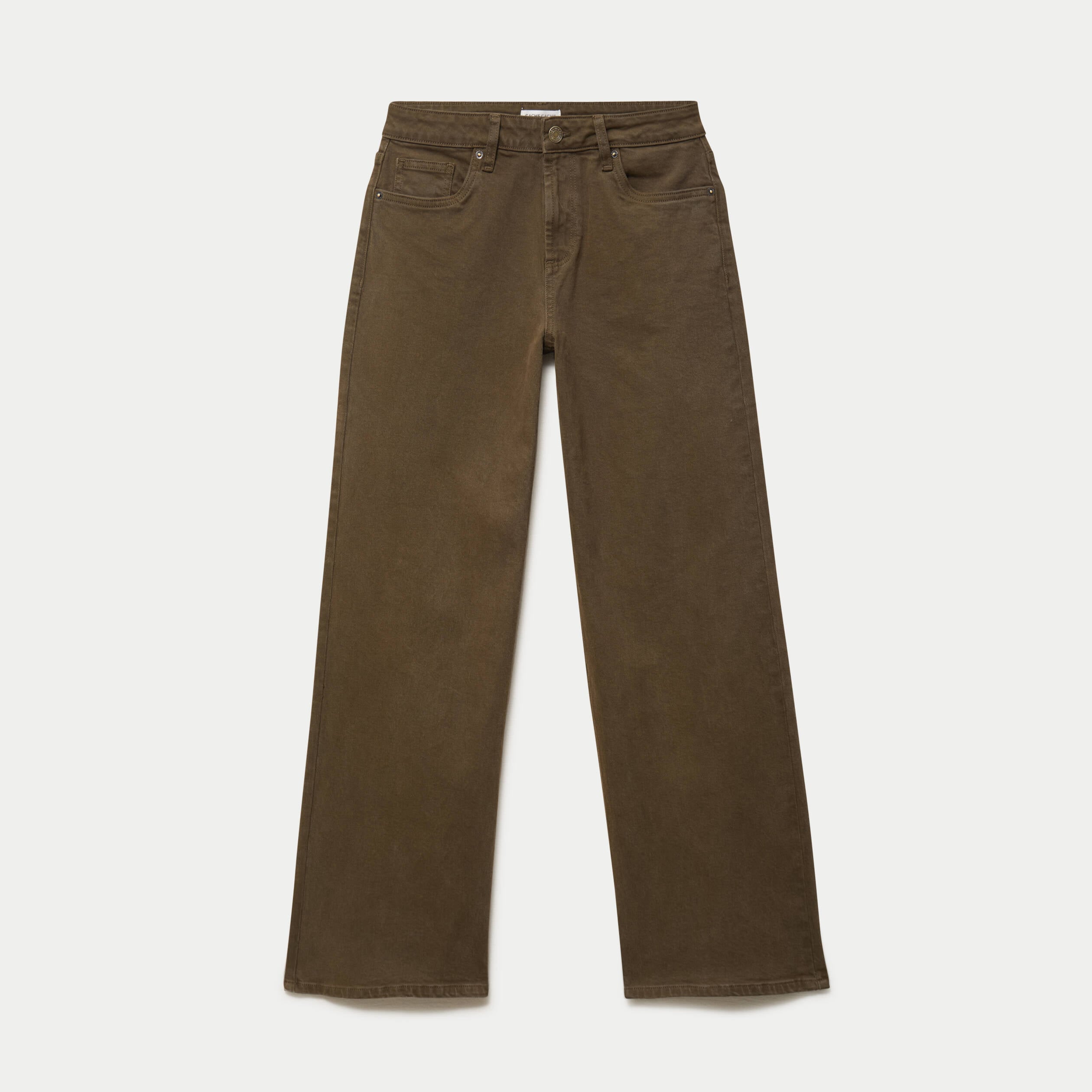 Jean bootcut en velours vert kaki femme