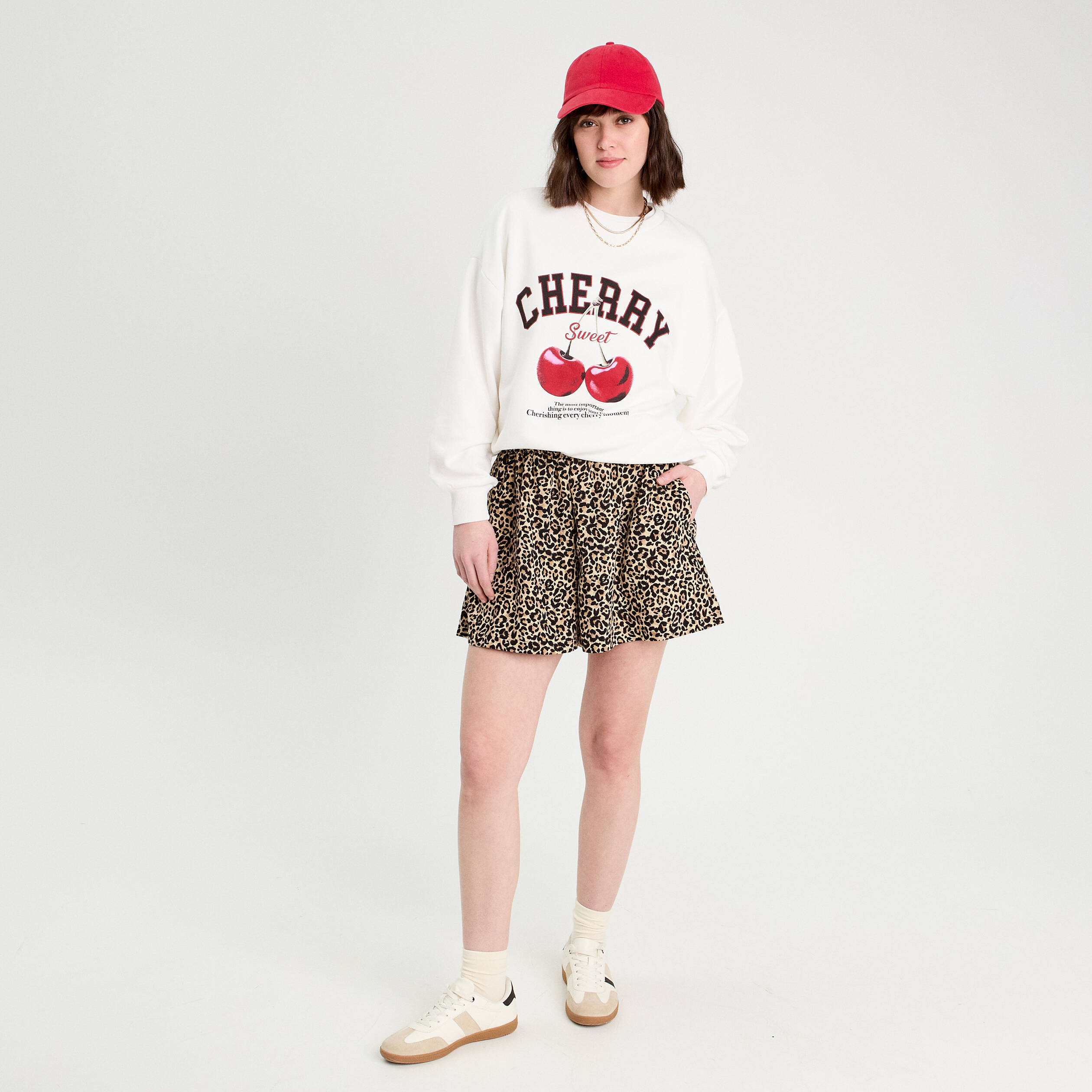 Short fluide regular beige femme