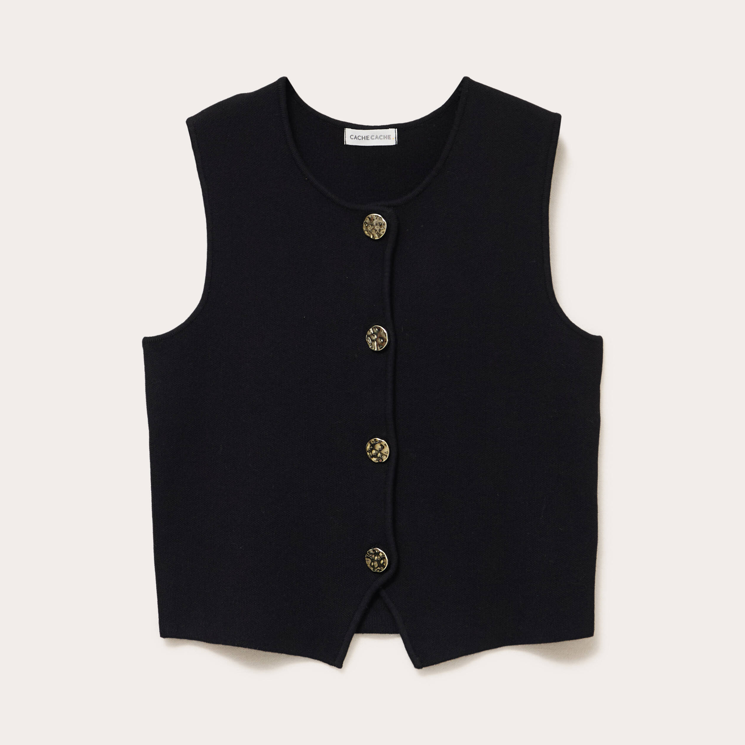 Gilet sans manches cropped noir femme