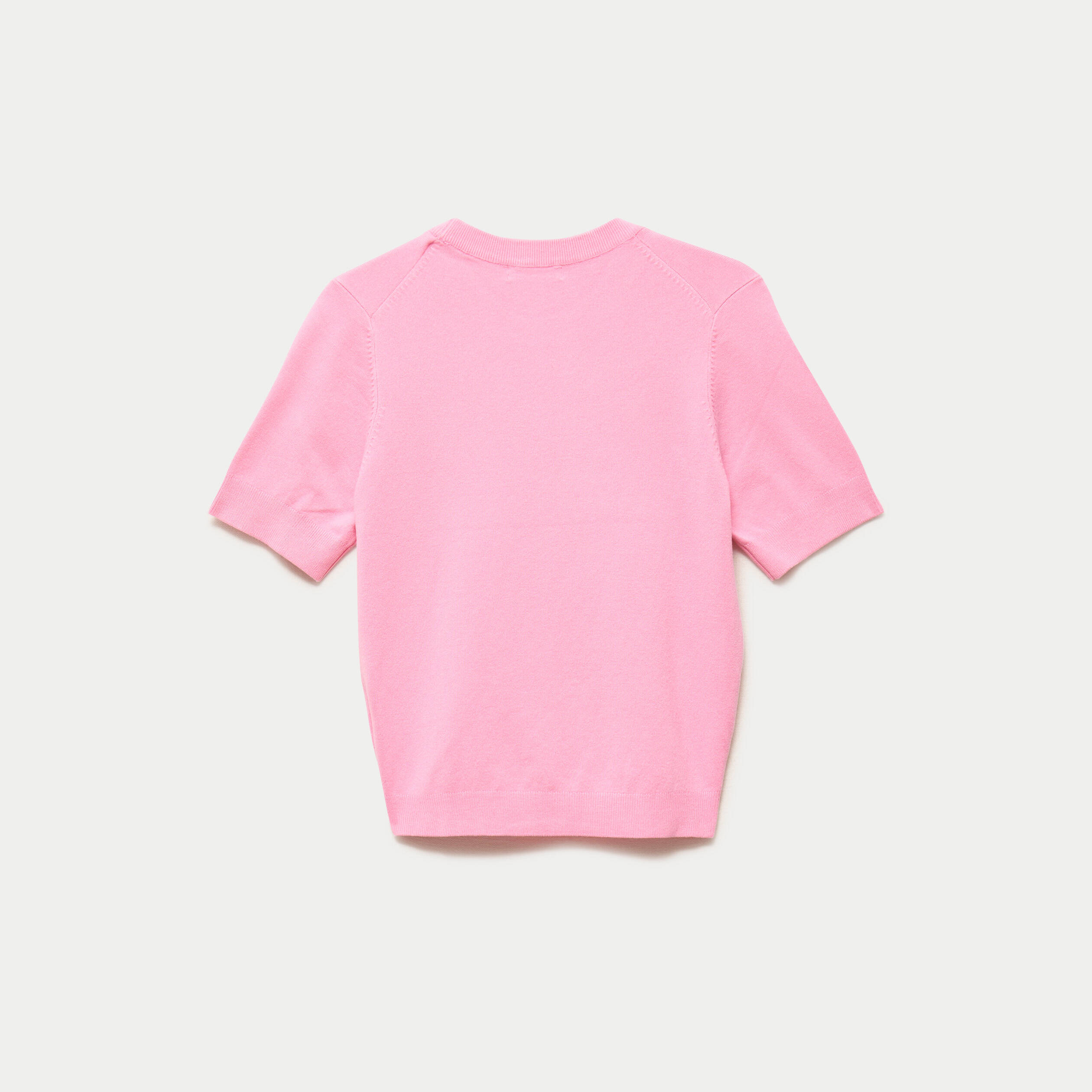 Pull ajust&eacute; court manches courtes rose femme