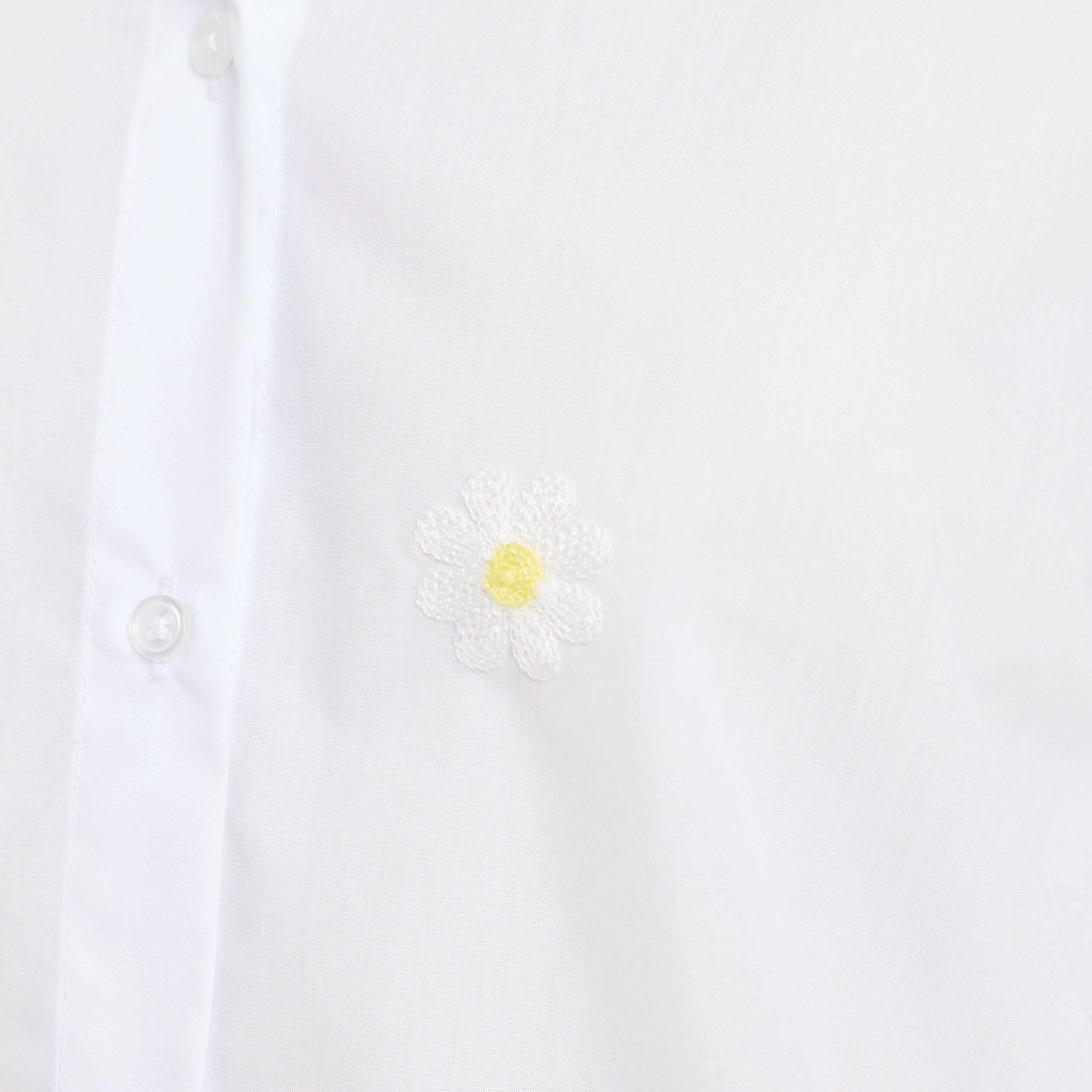 Chemise droite courte col classique blanc femme