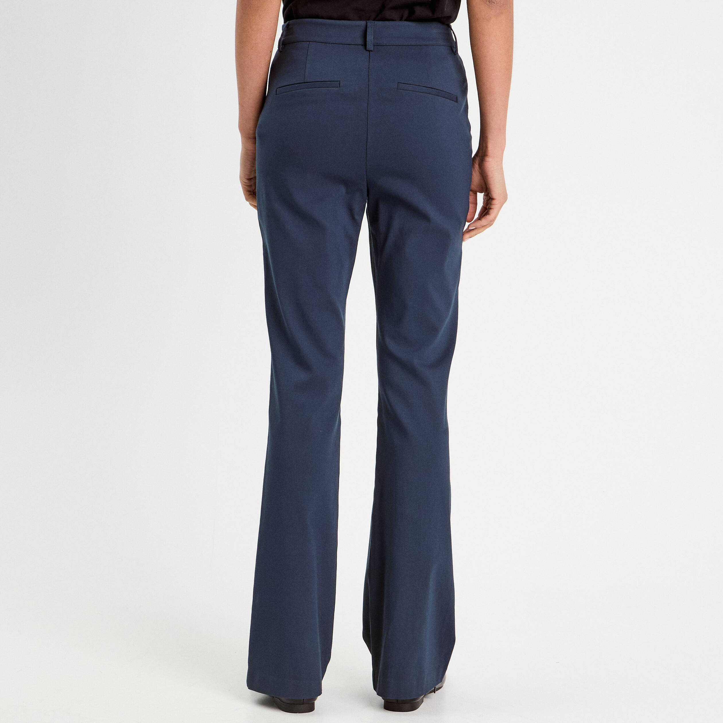 Pantalon bootcut &agrave; pont bleu marine femme