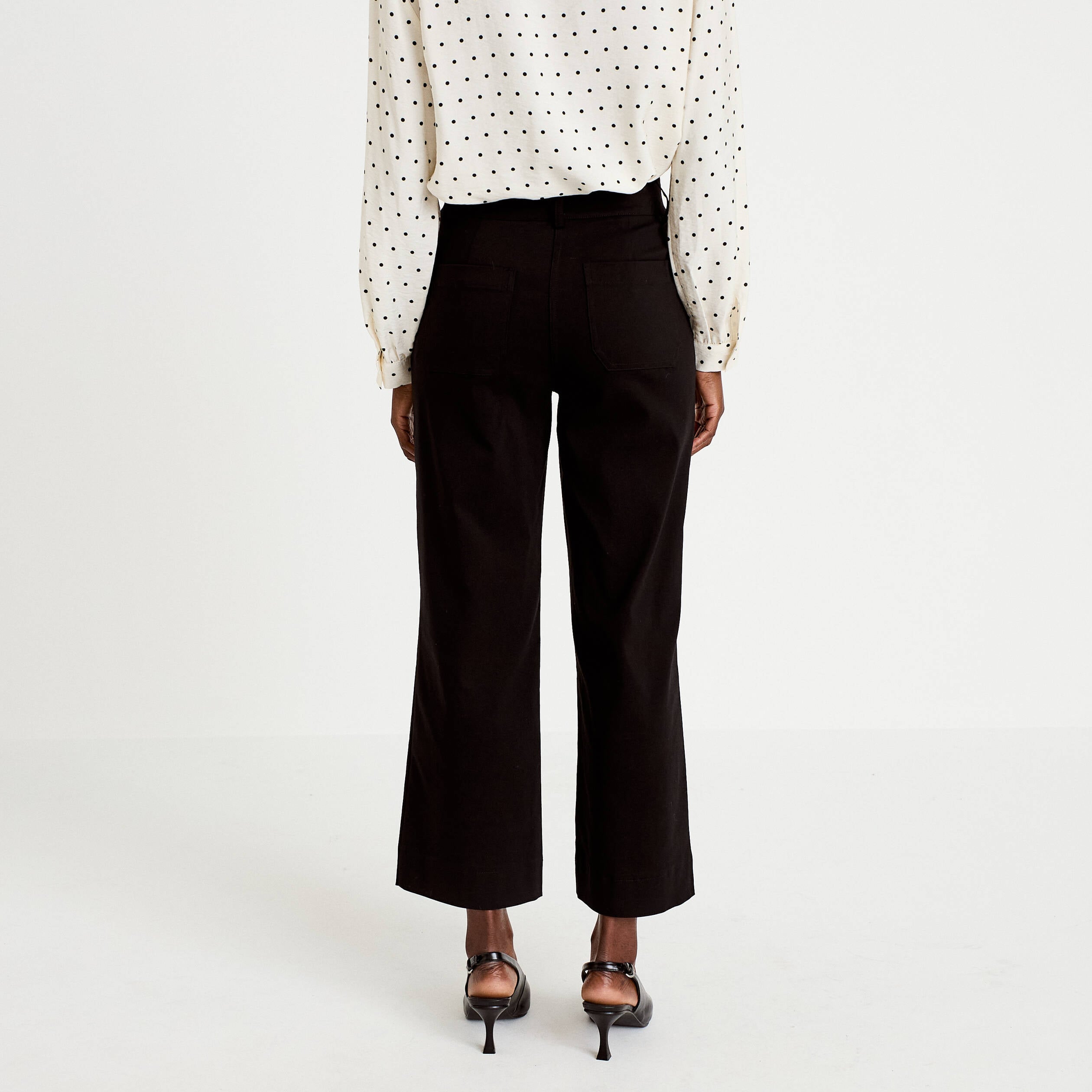 Pantalon bootcut taille haute noir femme