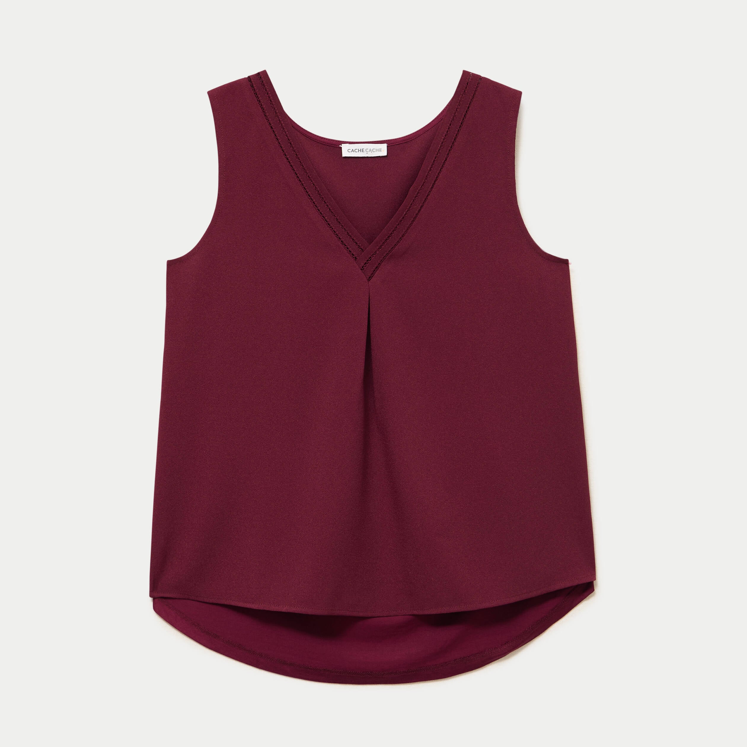 D&eacute;bardeur sans manches bordeaux femme