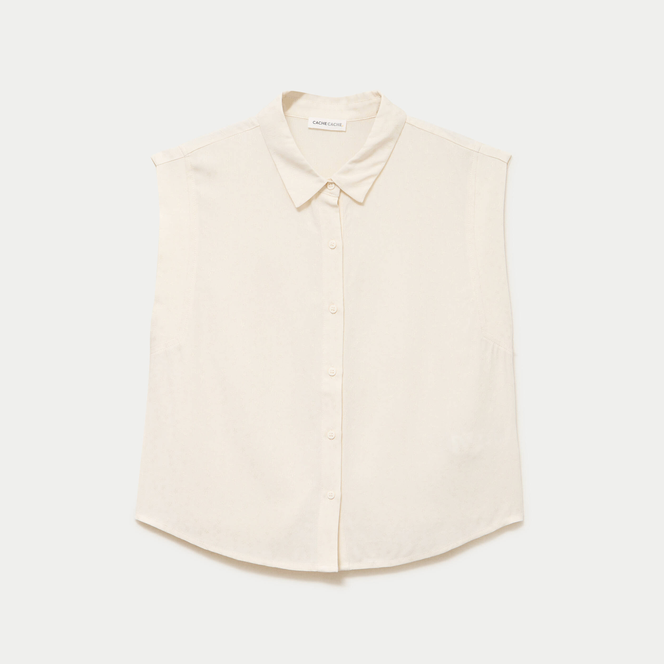 Chemise sans manches col am&eacute;ricain ecru femme