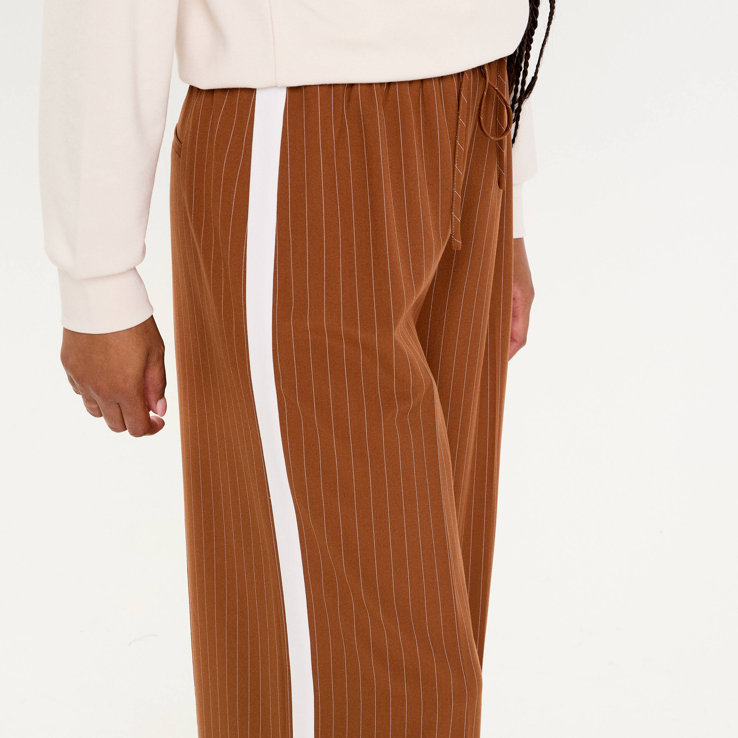 Pantalon large fluide orange fonc&eacute; femme