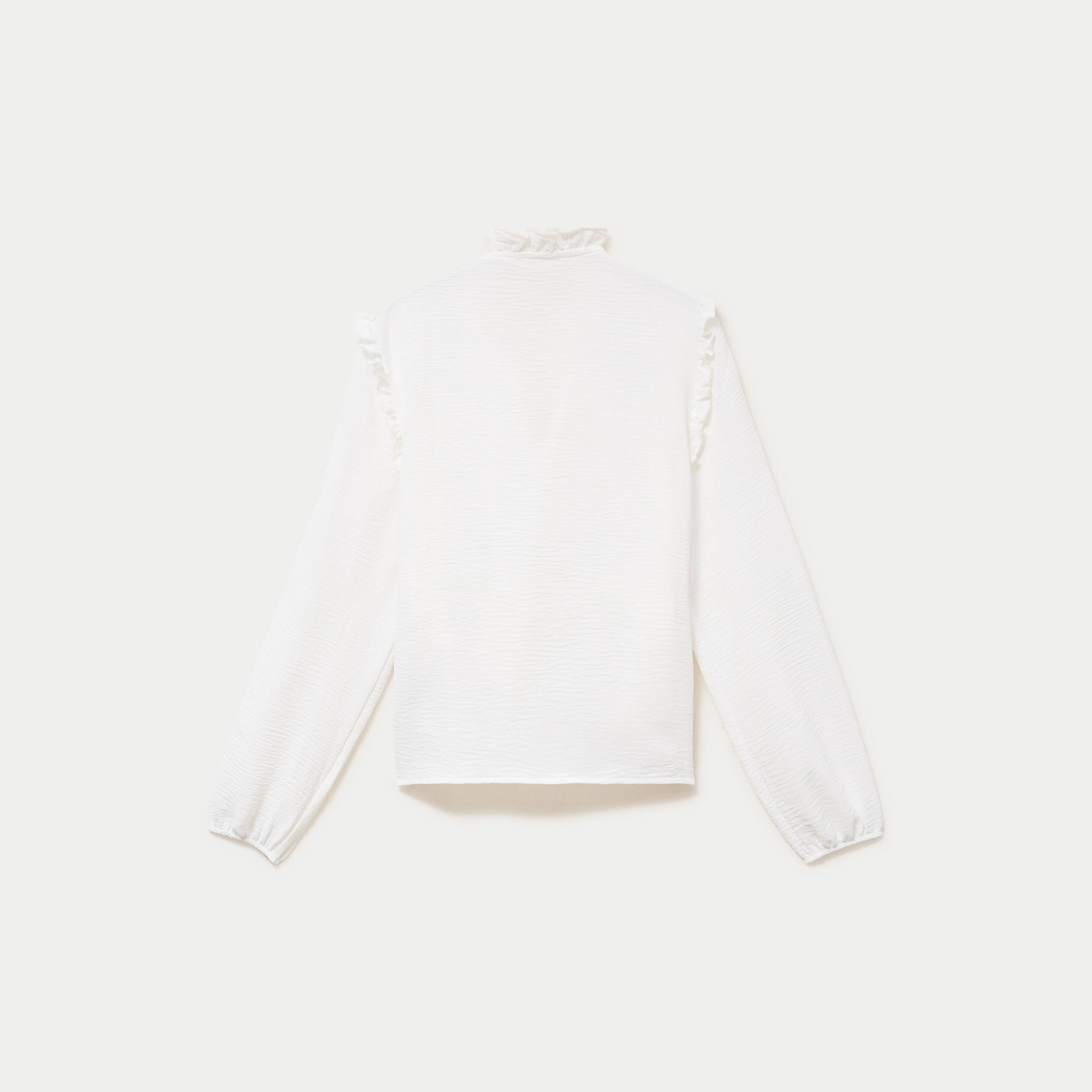 Blouse ample col montant manches longues ecru femme