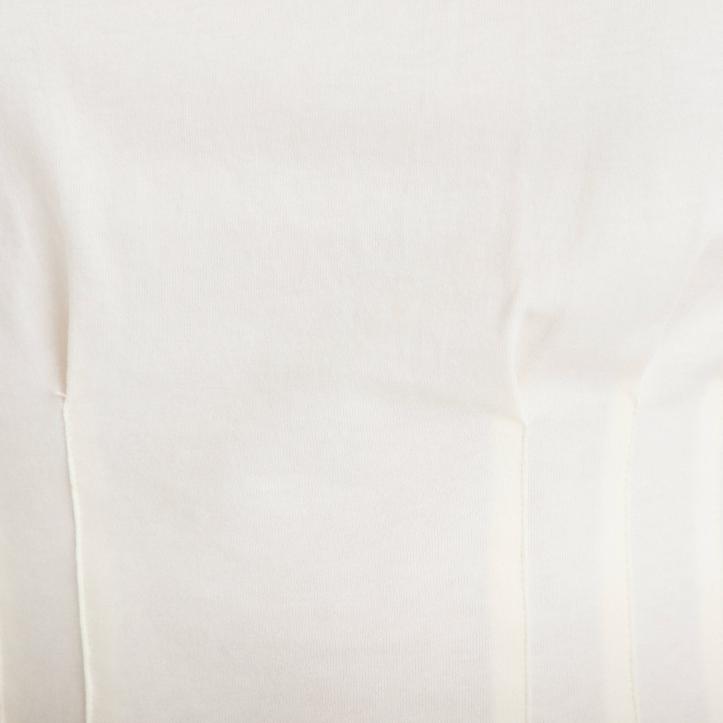 T-shirt cintr&eacute; col rond manches courtes ecru femme