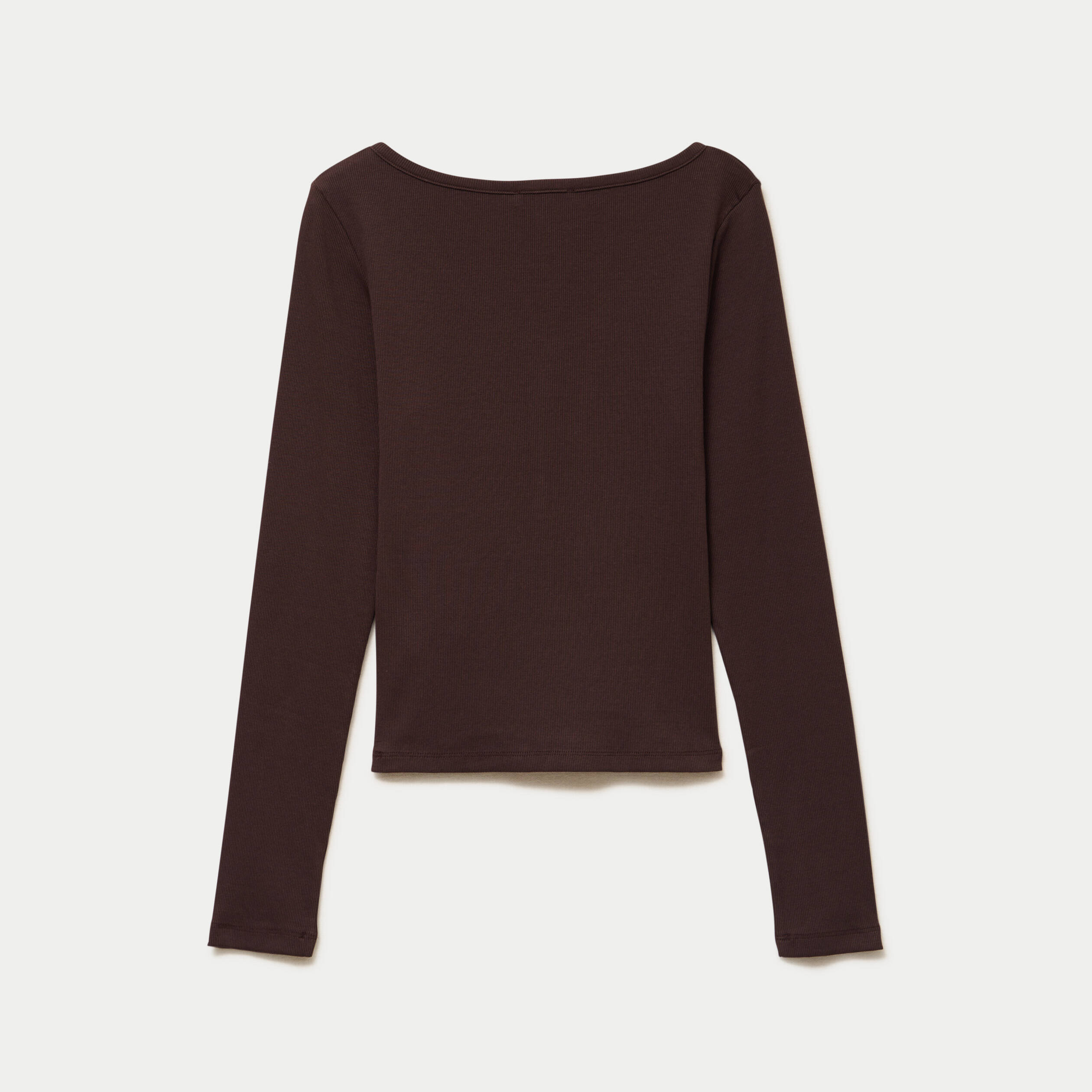 T-shirt c&ocirc;tel&eacute; ajust&eacute; manches longues marron fonc&eacute; femme