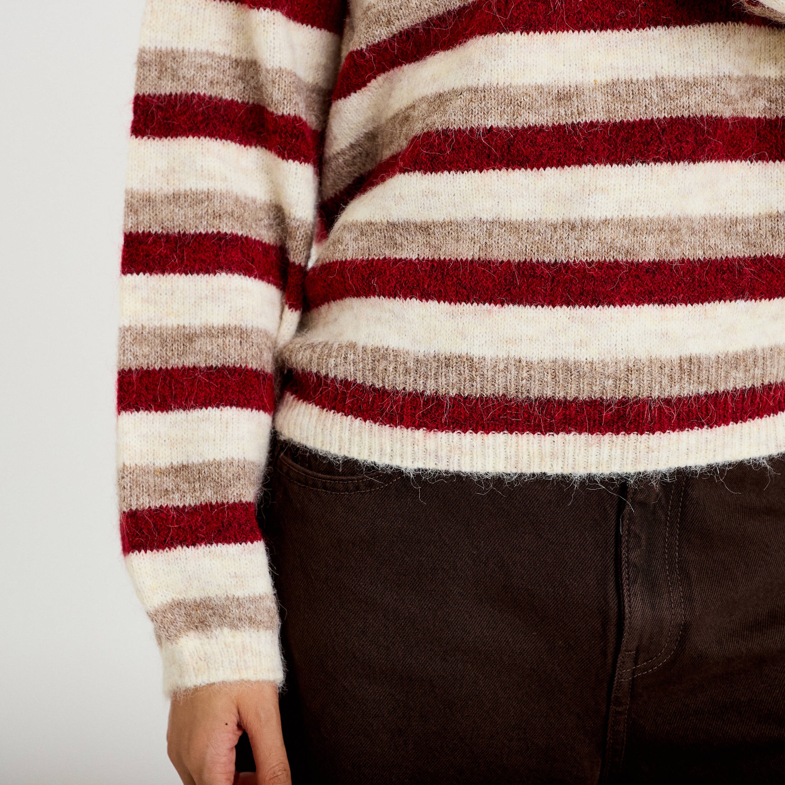 Pull ample manches longues ivoire femme