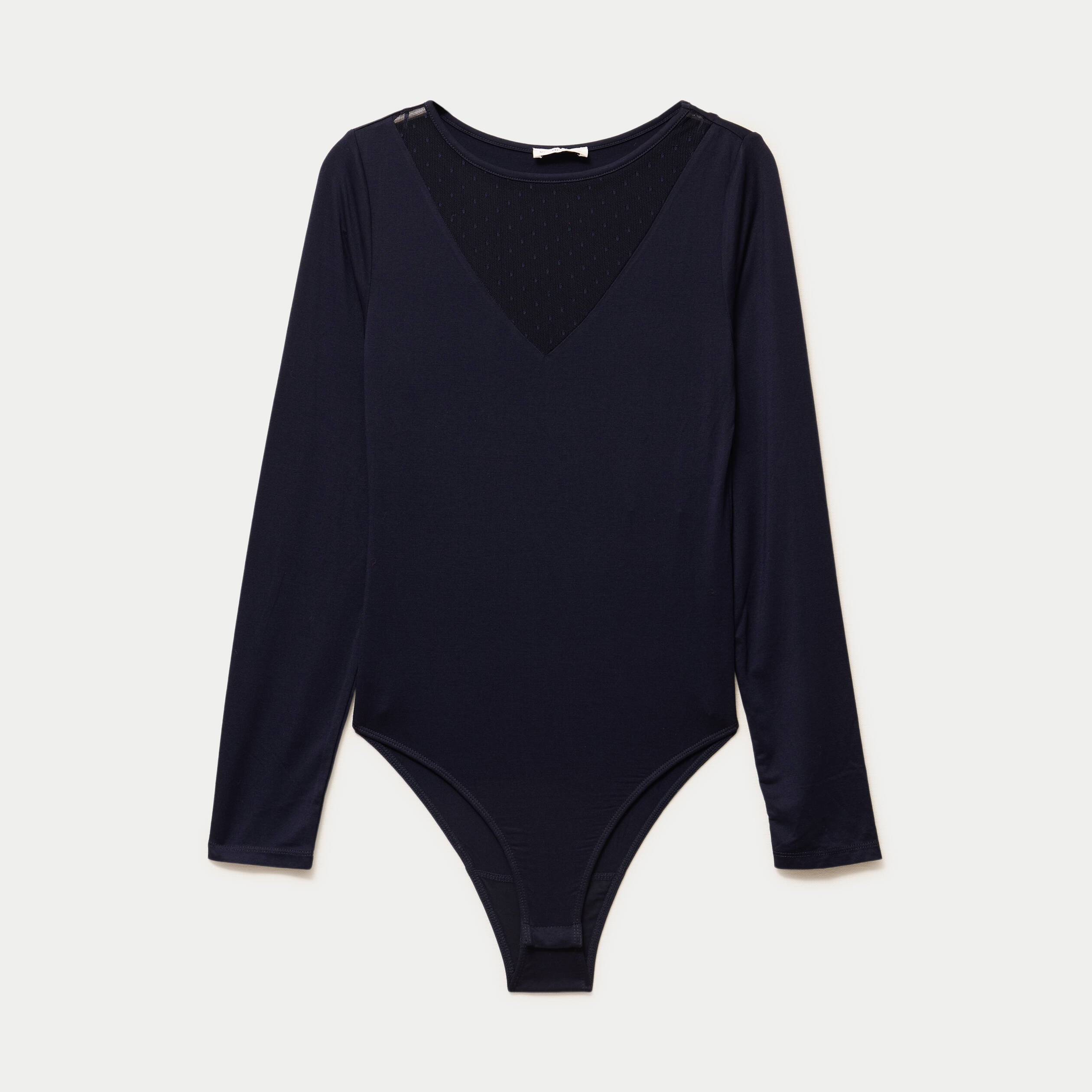 Body thermique col rond manches longues bleu marine femme