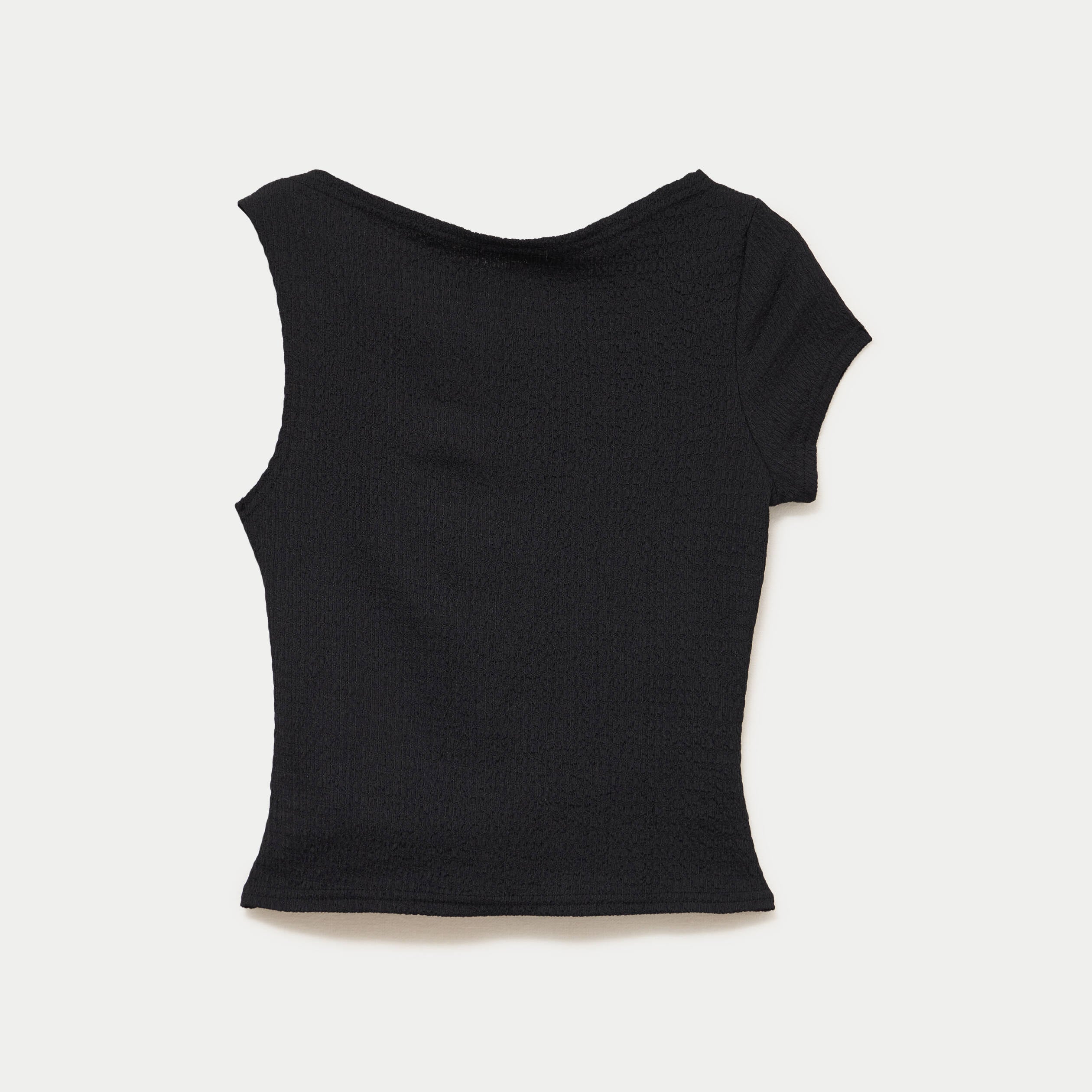 Top asym&eacute;trique d&eacute;tail bijou noir femme