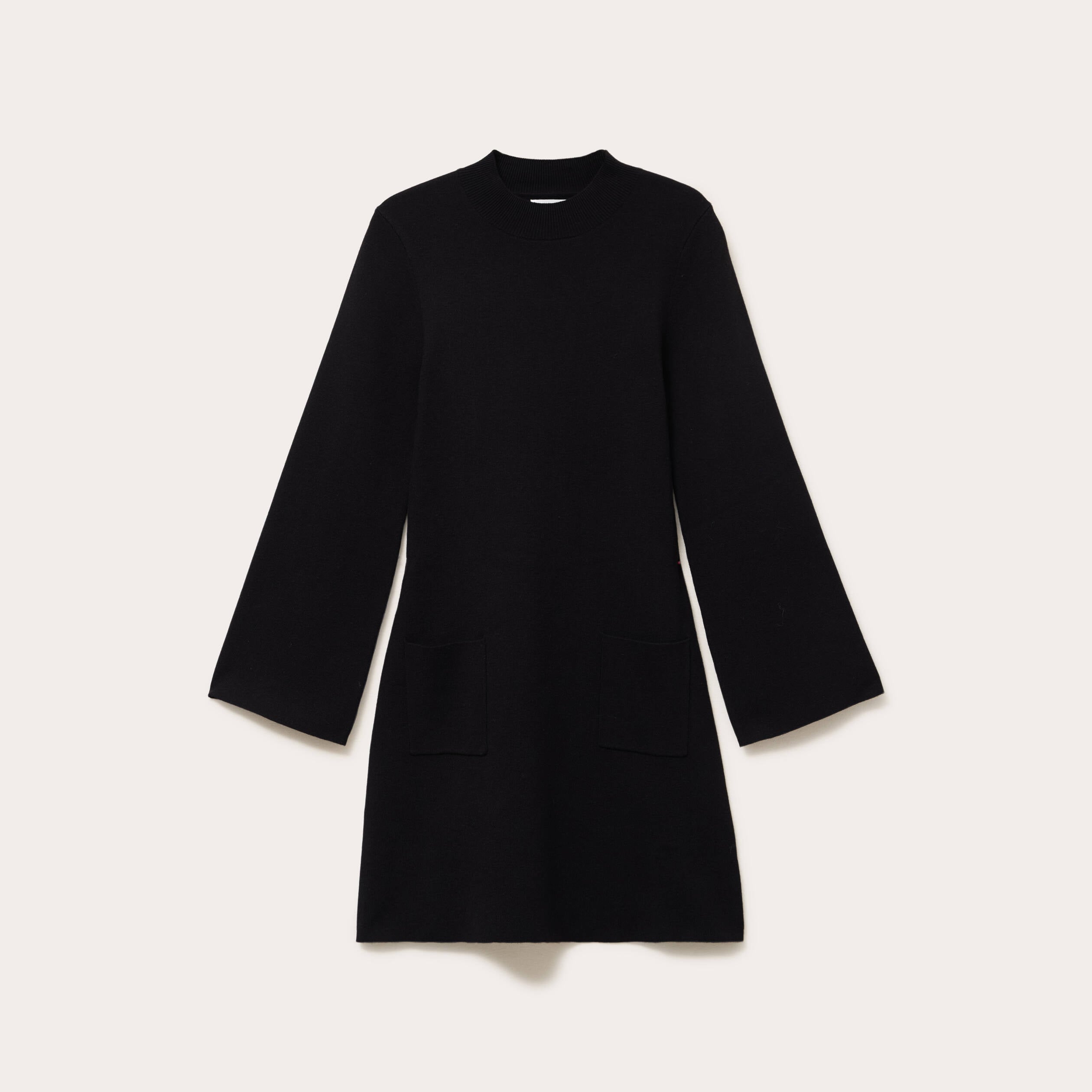 Robe manches longues col montant noir femme