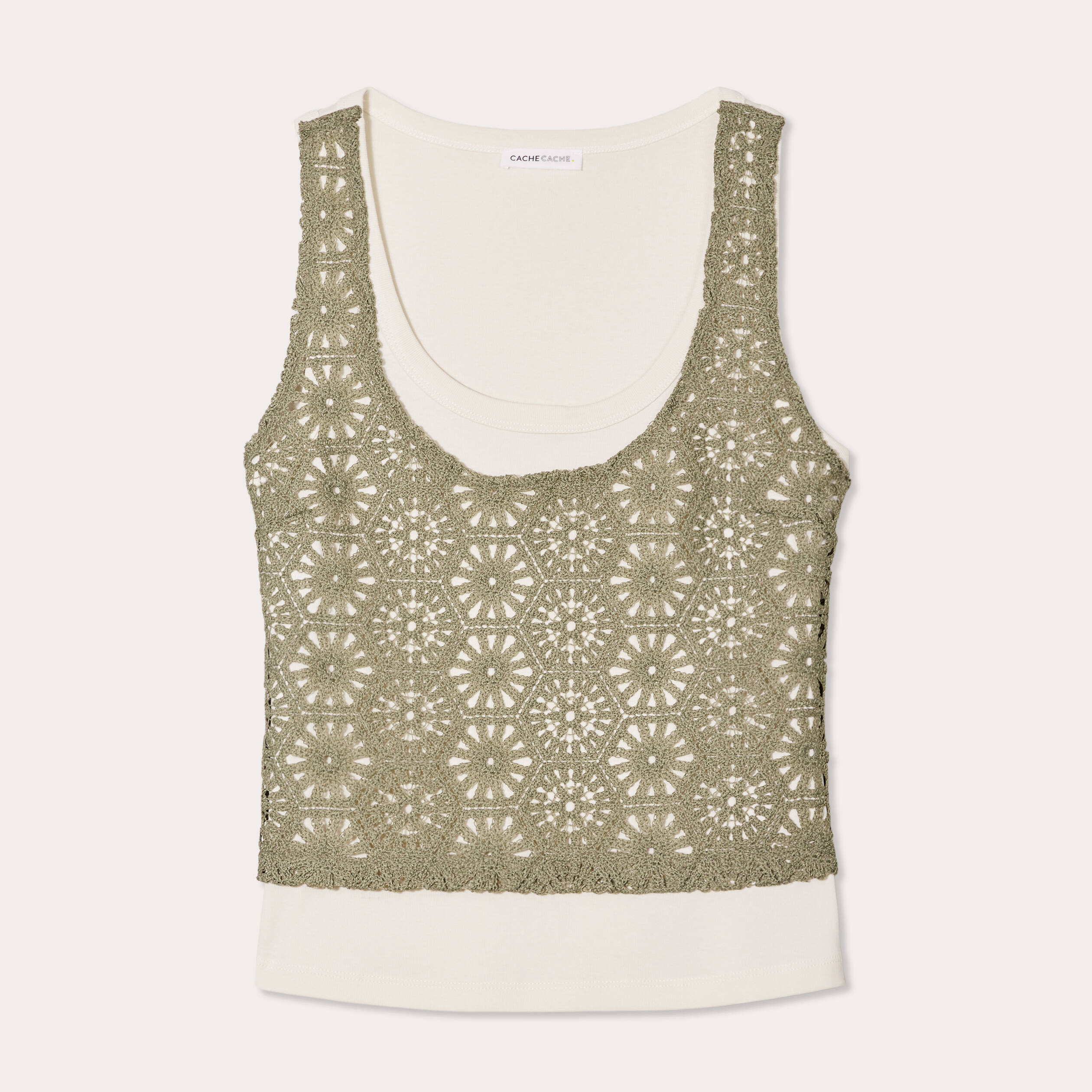 D&eacute;bardeur 2-en-1 crochet vert kaki femme
