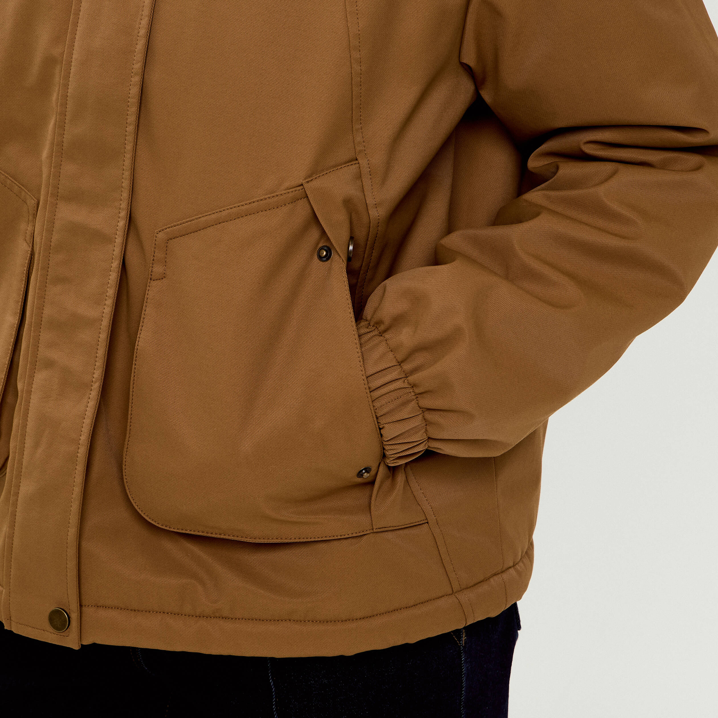 Parka col fausse fourrure amovible marron fonc&eacute; femme