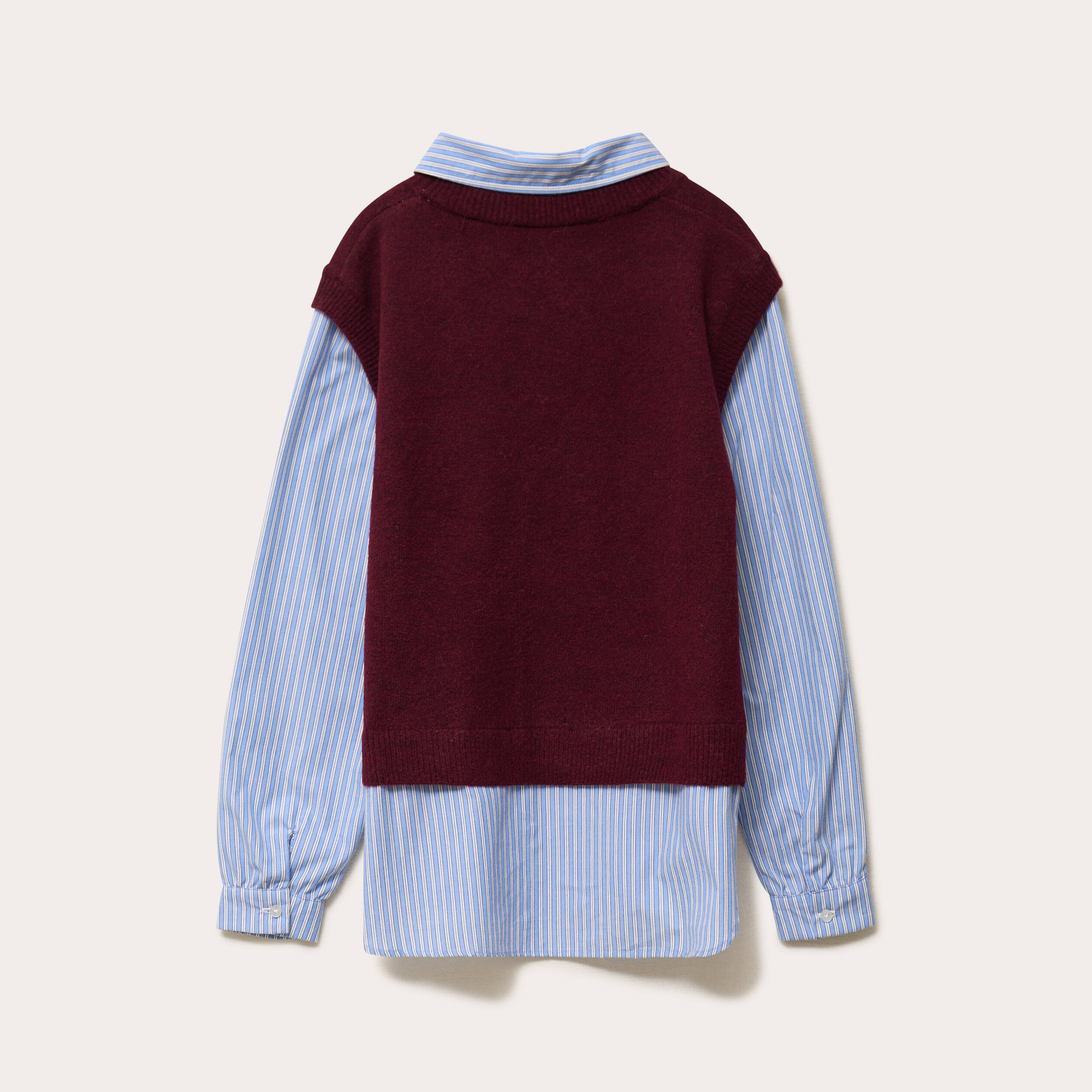 Pull chemise 2-en-1 rouge fonc&eacute; femme